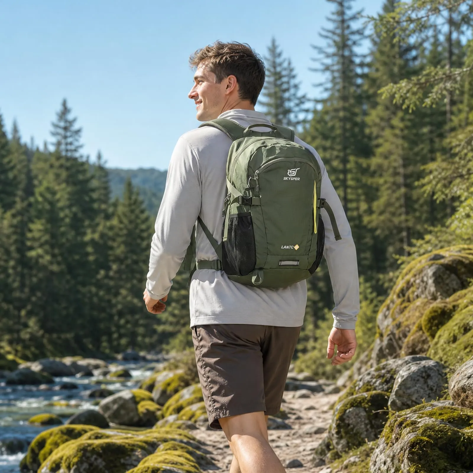 SKYSPER Zaino da Hiking 20L Scozzese Verde Militare - immagine 2