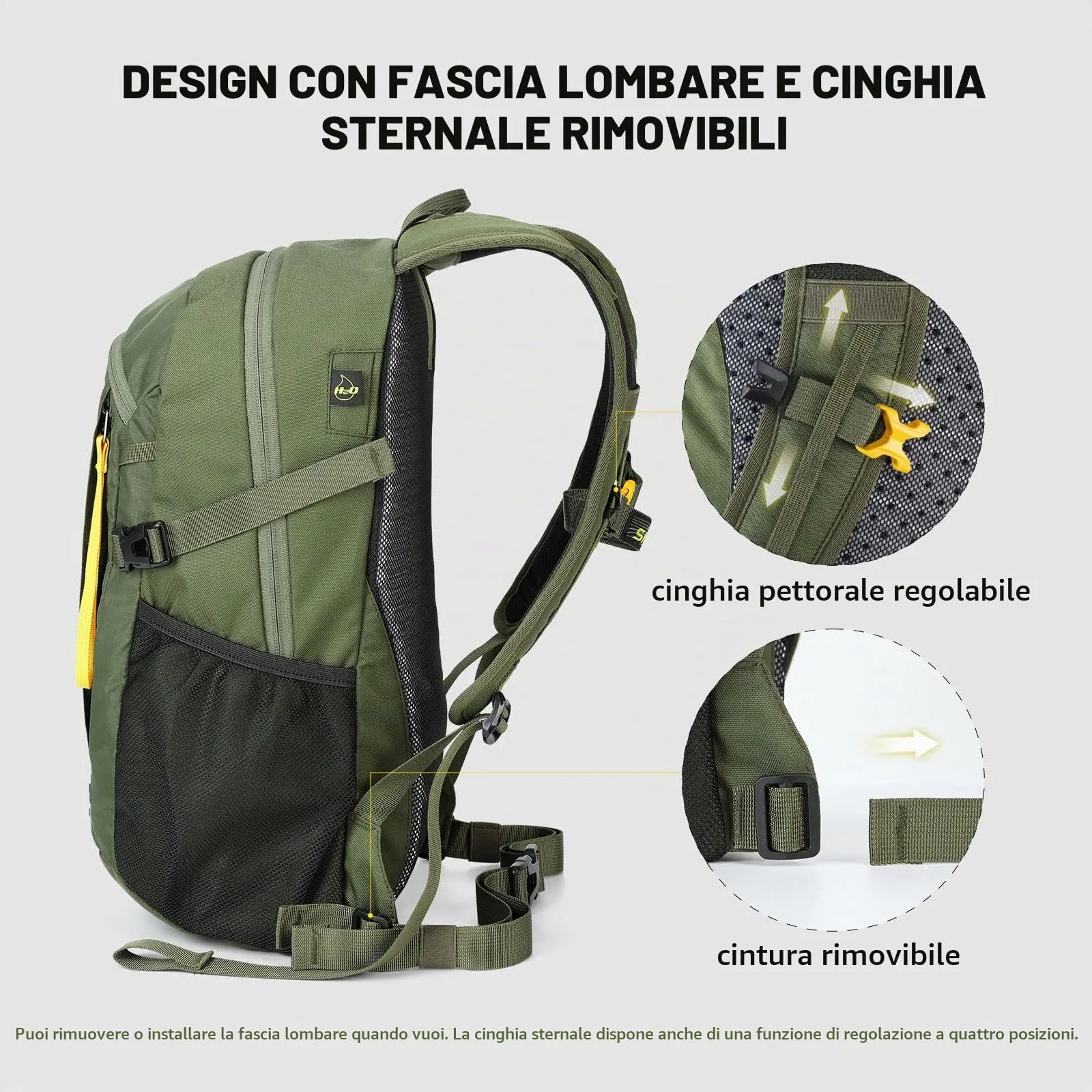 SKYSPER Zaino da Hiking 20L Scozzese Verde Militare - immagine 4