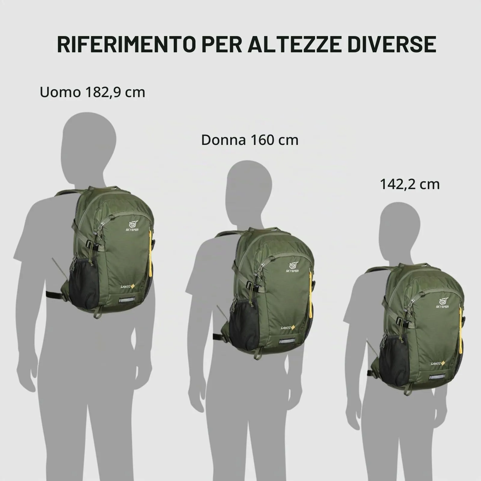 SKYSPER Zaino da Hiking 20L Scozzese Verde Militare - immagine 7