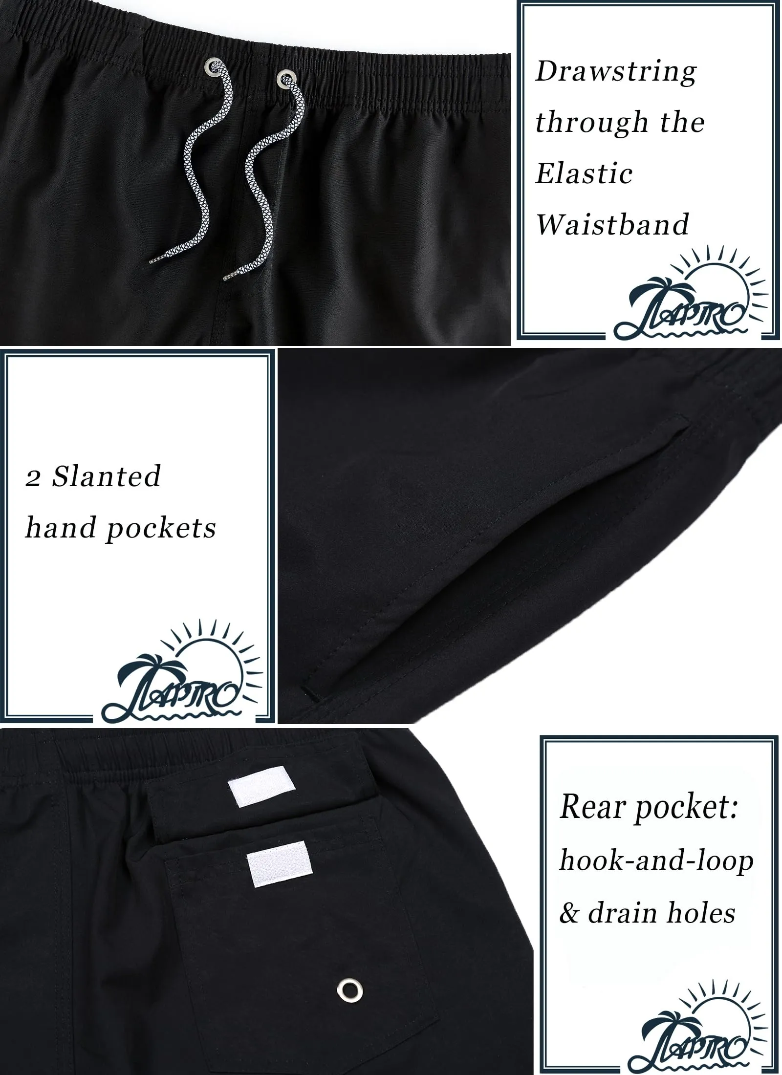 APTRO Pantaloncini da Bagno Uomo Stampa Hawaiana Nero S127 2XL - immagine 4