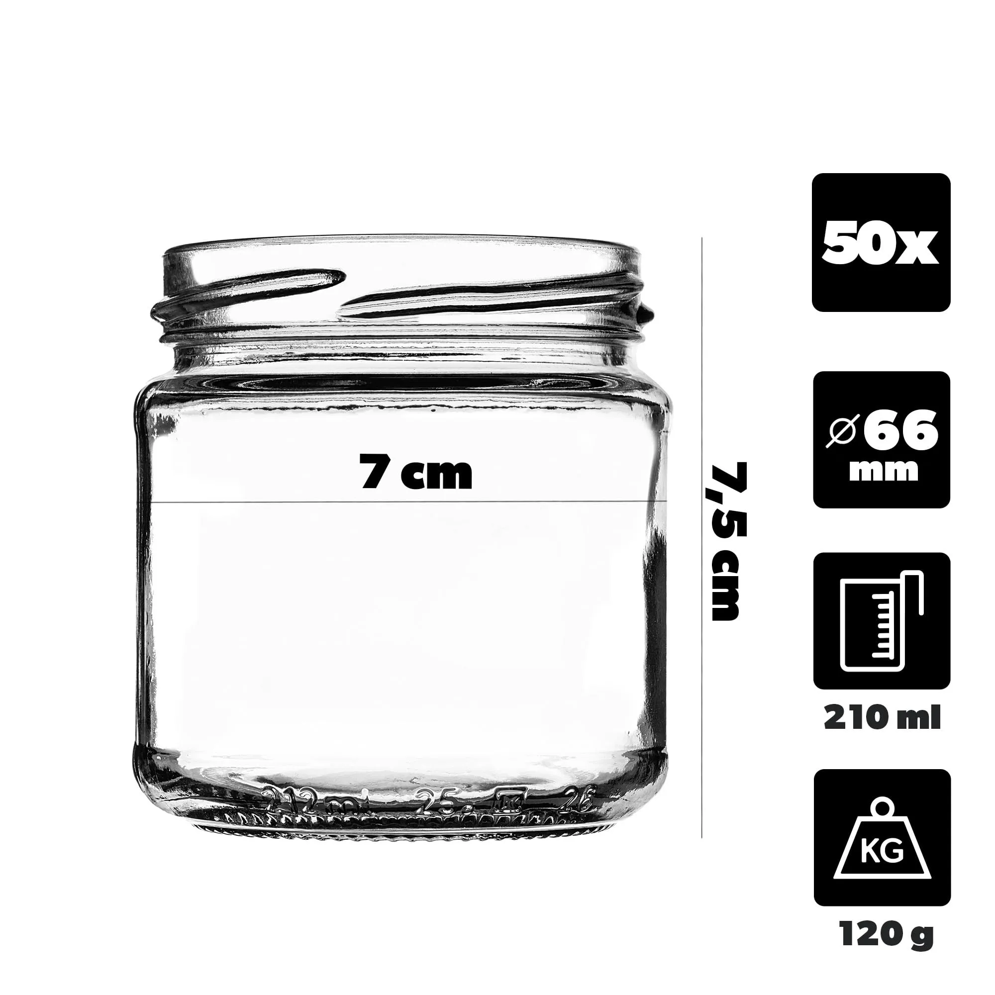 KADAX Set di 50 barattoli in vetro 200ml Ø66 con tappo a vite ermetico - immagine 2
