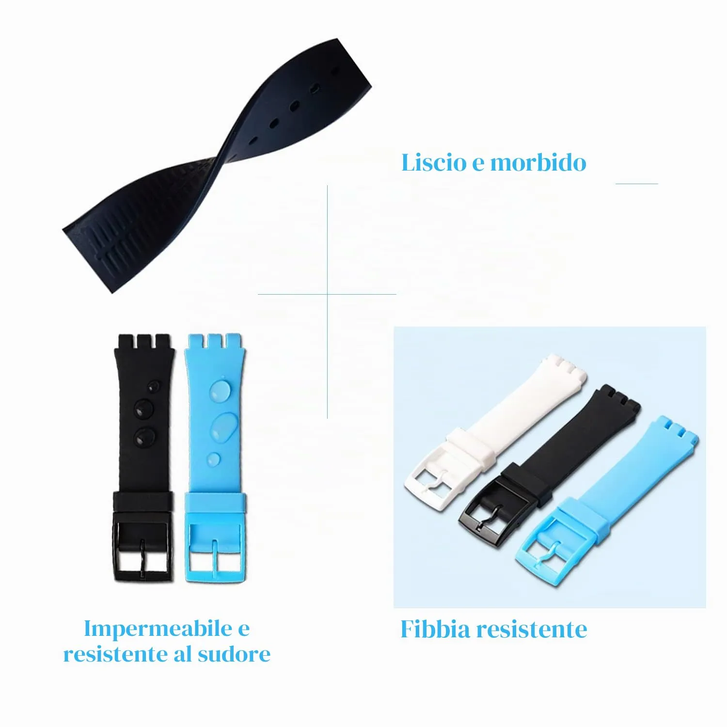 OLXIYOC Cinturino in silicone impermeabile per orologio da polso, 19mm, bianco - immagine 4