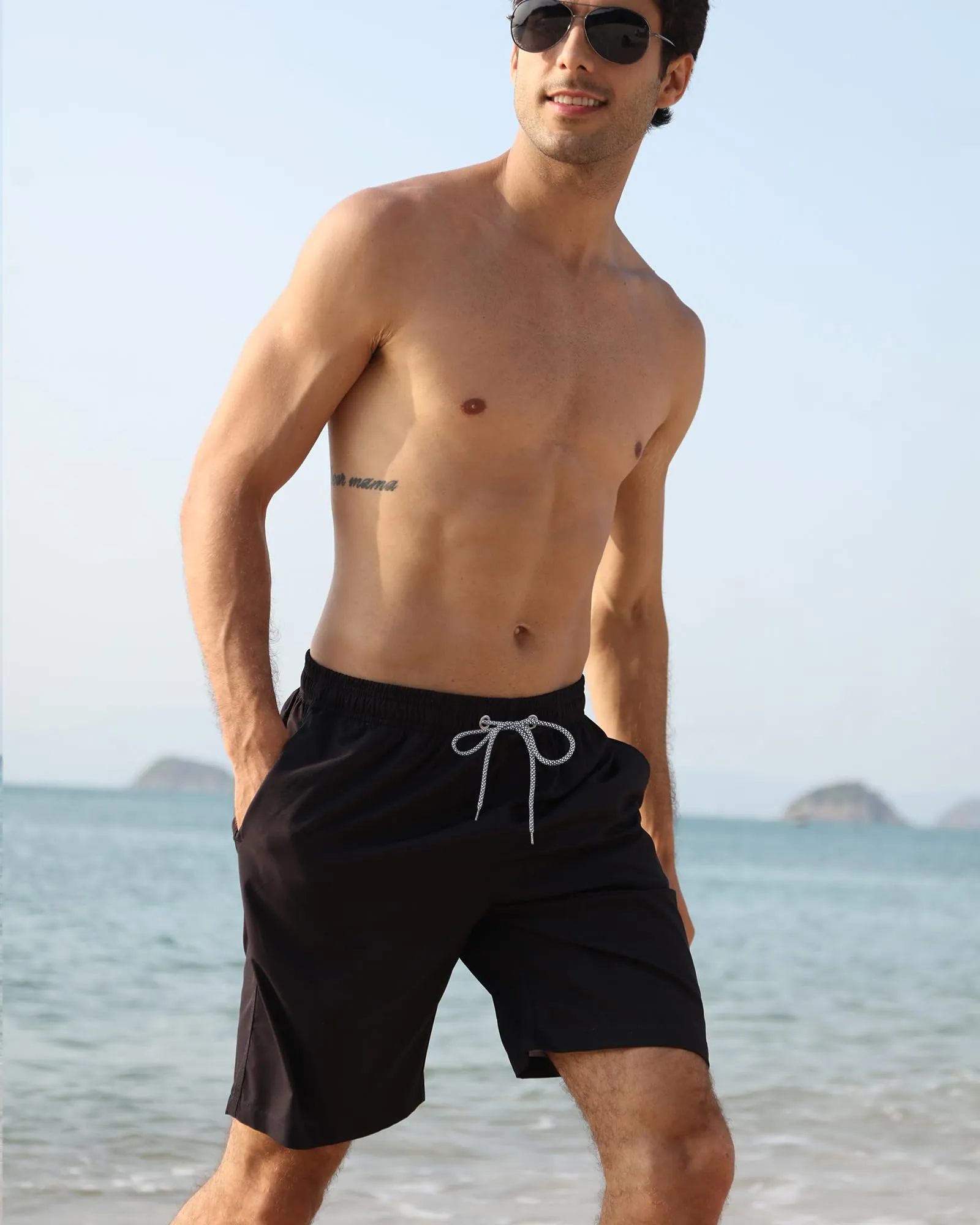 APTRO Pantaloncini da Bagno Uomo Stampa Hawaiana Nero S127 L - immagine 2
