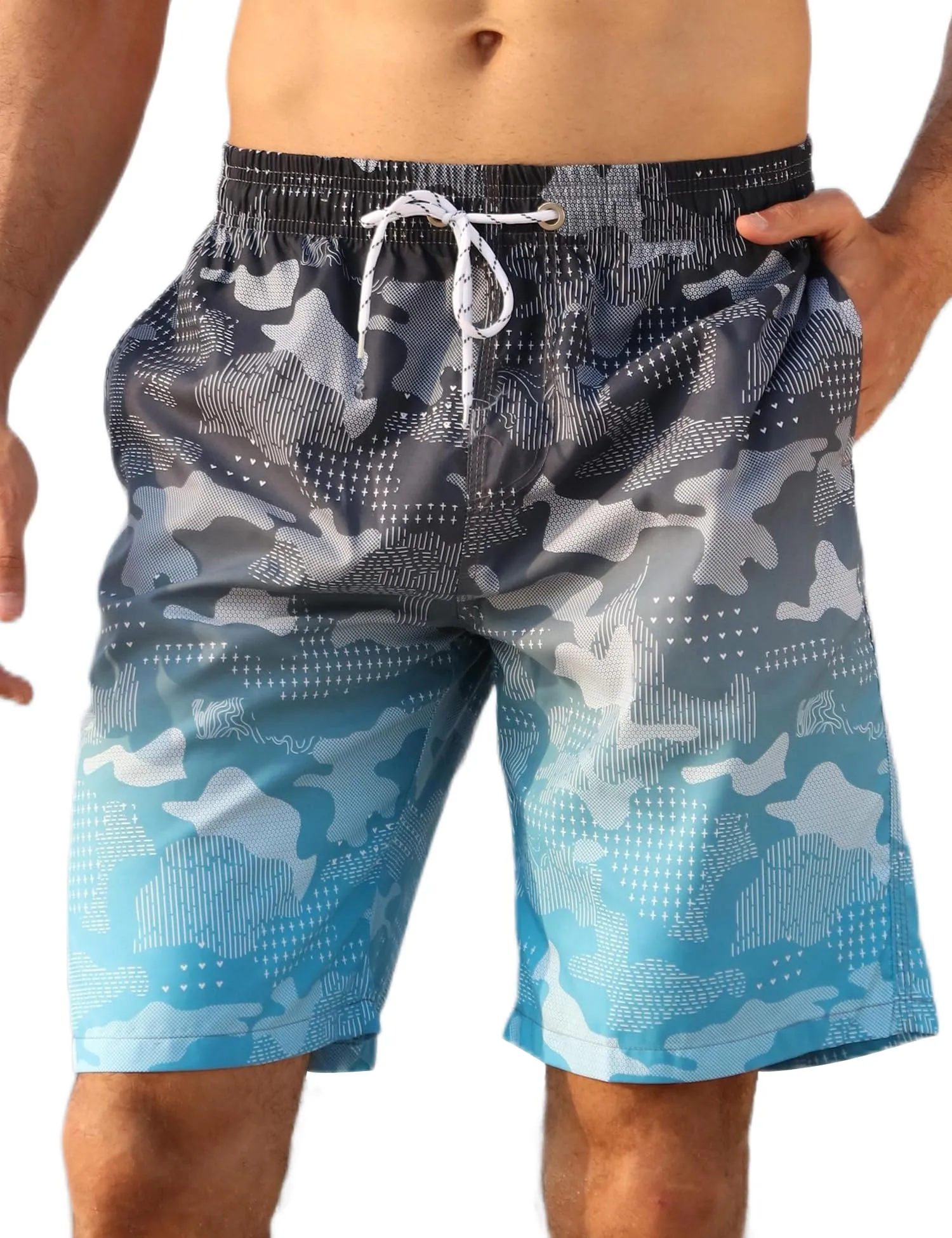 APTRO Pantaloncini da Bagno Uomo Stampa Hawaiana Asciugatura Rapida con Fodera in Rete Blu Nero SA22 2XL - immagine 1