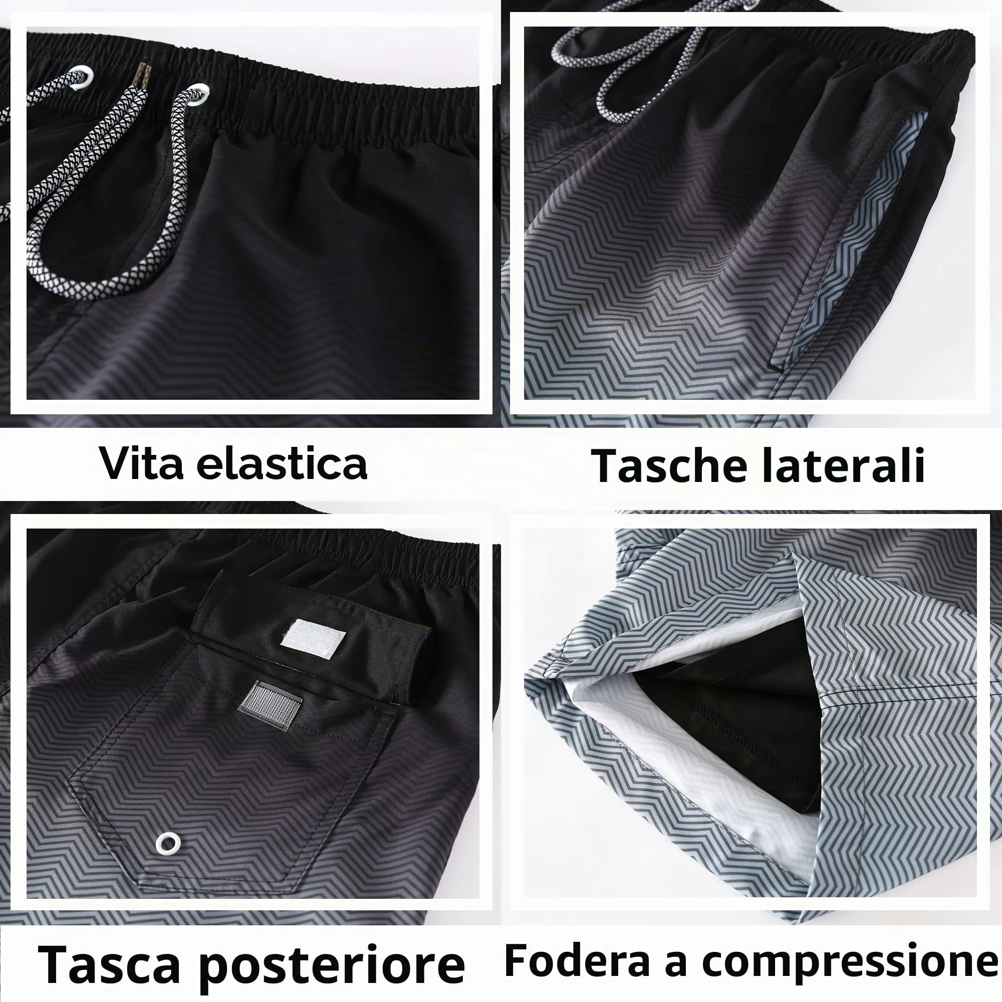 APTRO Pantaloncini da Bagno Uomo Stampa Hawaiana Dissolvenza Nera MK173 M - immagine 4