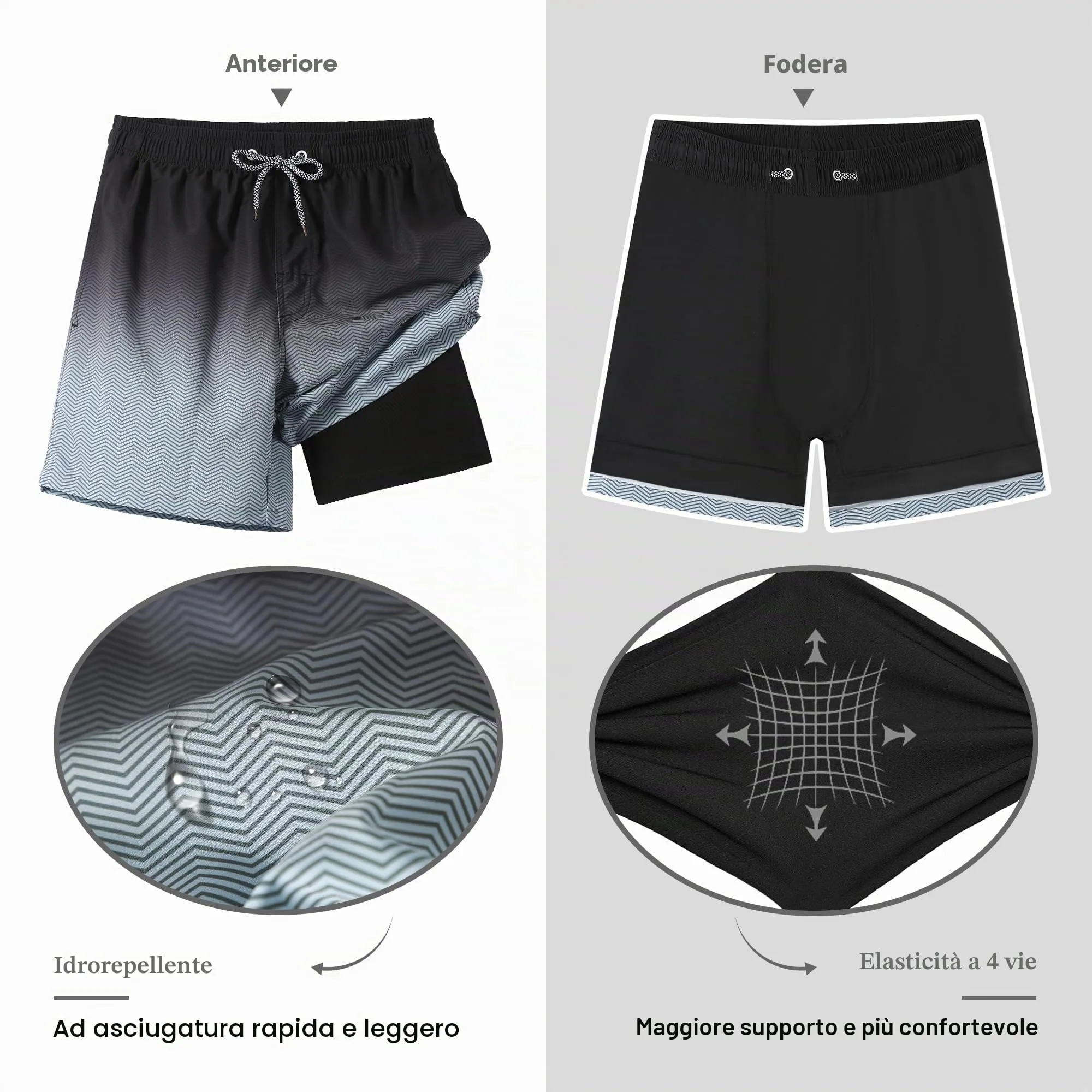 APTRO Pantaloncini da Bagno Uomo Stampa Hawaiana Dissolvenza Nera MK173 M - immagine 5