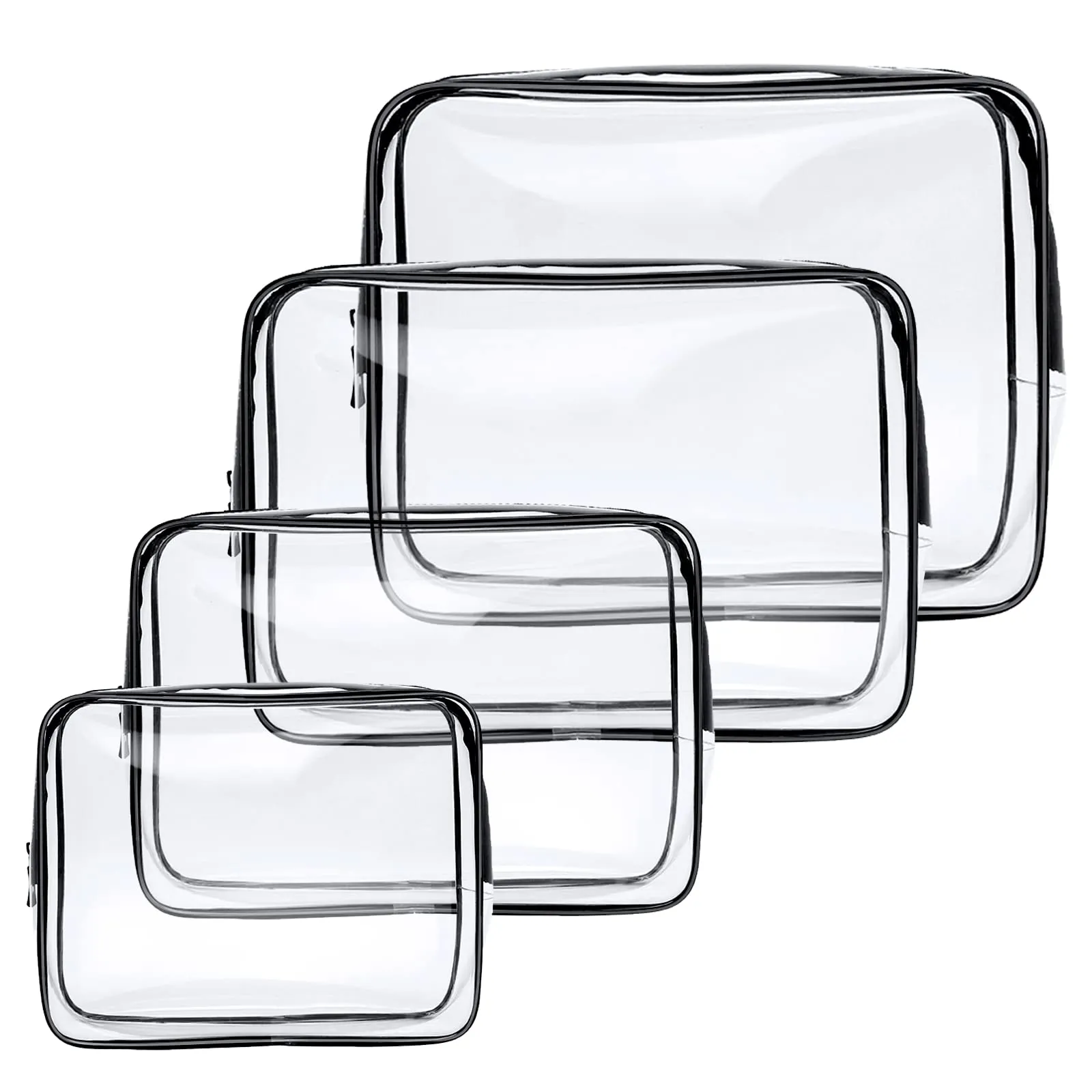 Aucuu Beauty Case Trasparente, Set 4 Pezzi Borse Impermeabili per Cosmetici da Viaggio - immagine 1