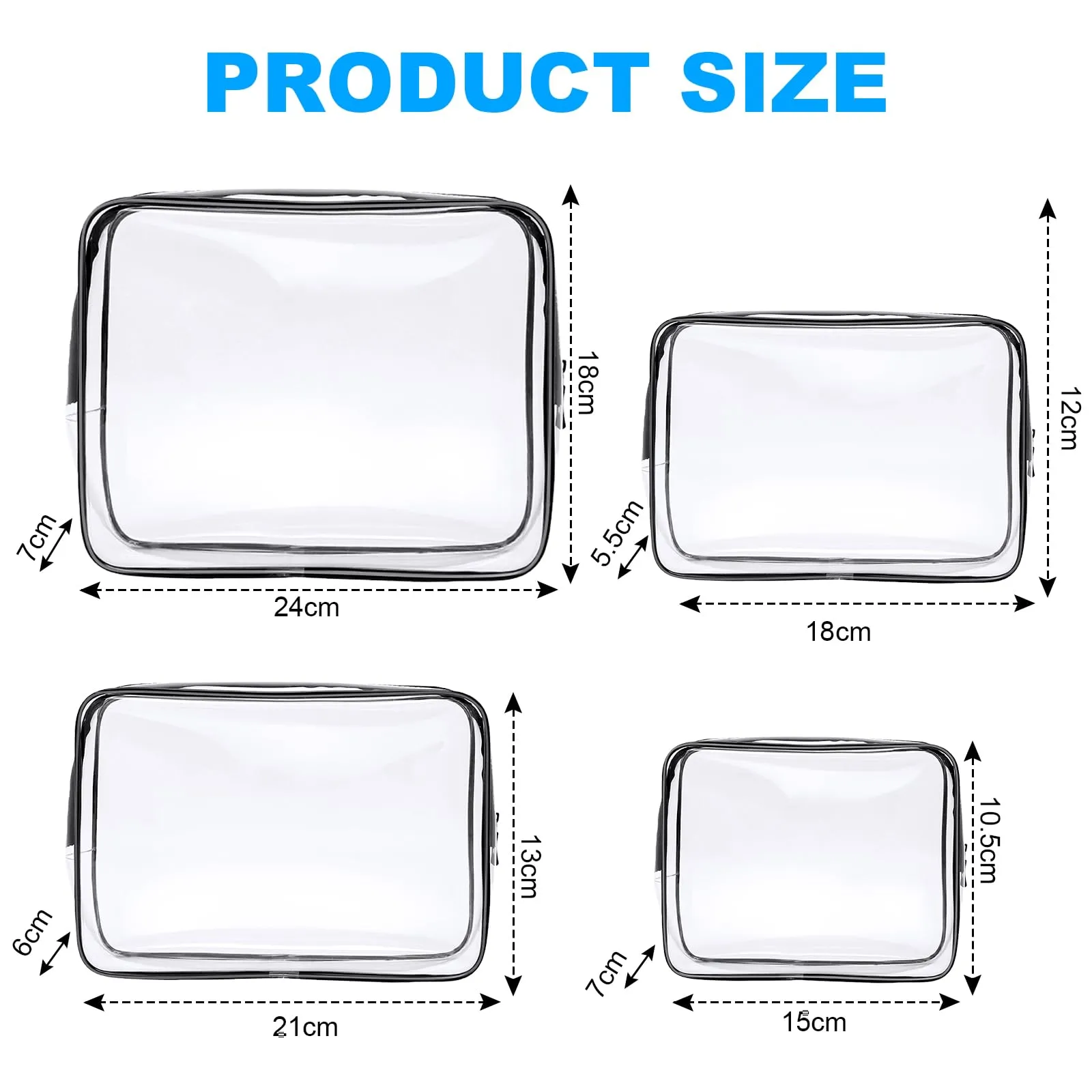 Aucuu Beauty Case Trasparente, Set 4 Pezzi Borse Impermeabili per Cosmetici da Viaggio - immagine 2