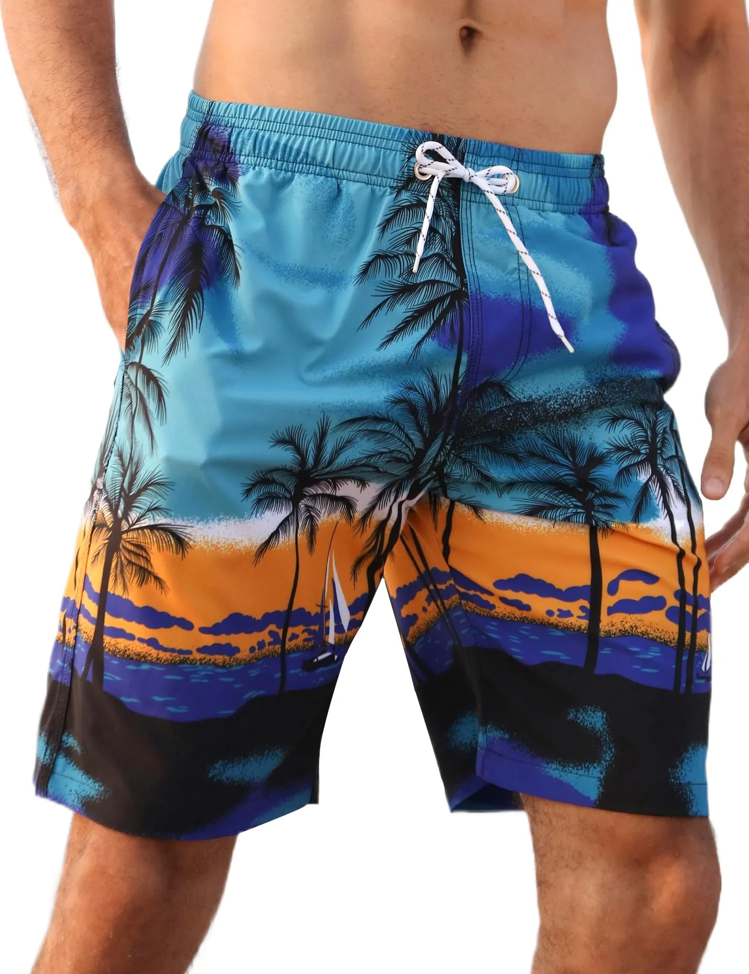 APTRO Pantaloncini da Bagno Uomo Stampa Hawaiana S1701 Blu 4XL - immagine 1