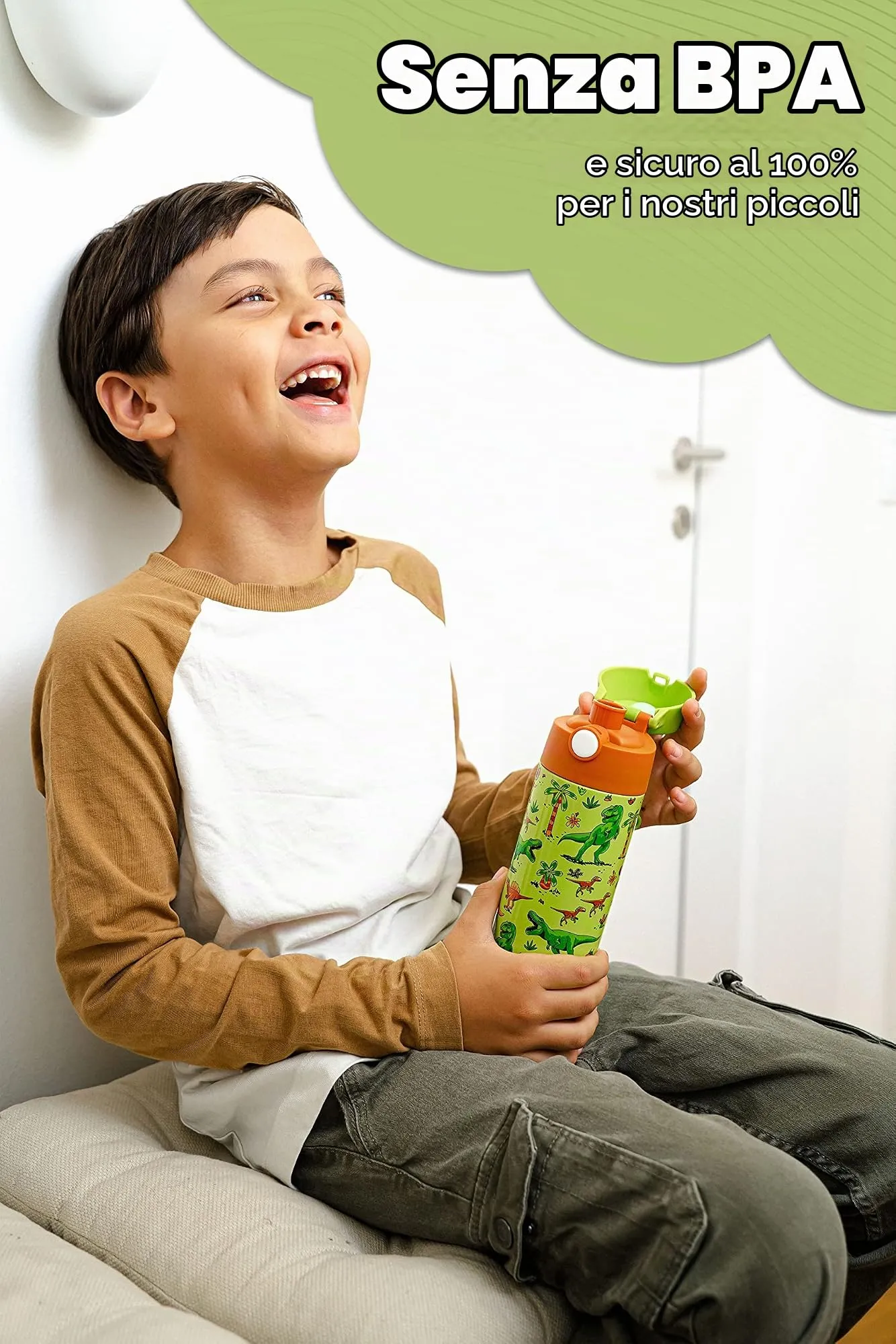 Jarlson Borraccia Termica Bambini Mali 500ml Acciaio Inox (Dinosauro) - immagine 3