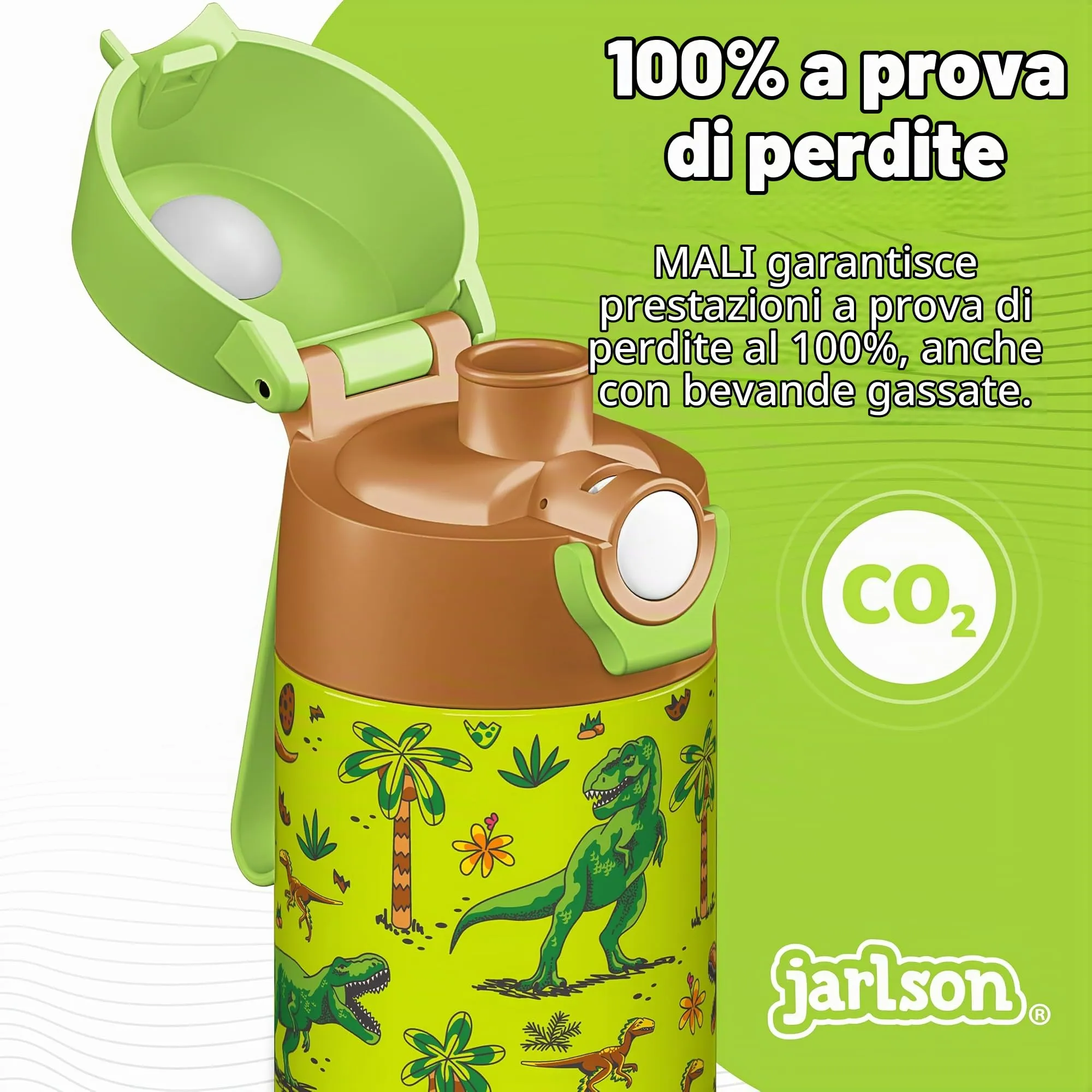 Jarlson Borraccia Termica Bambini Mali 500ml Acciaio Inox (Dinosauro) - immagine 6
