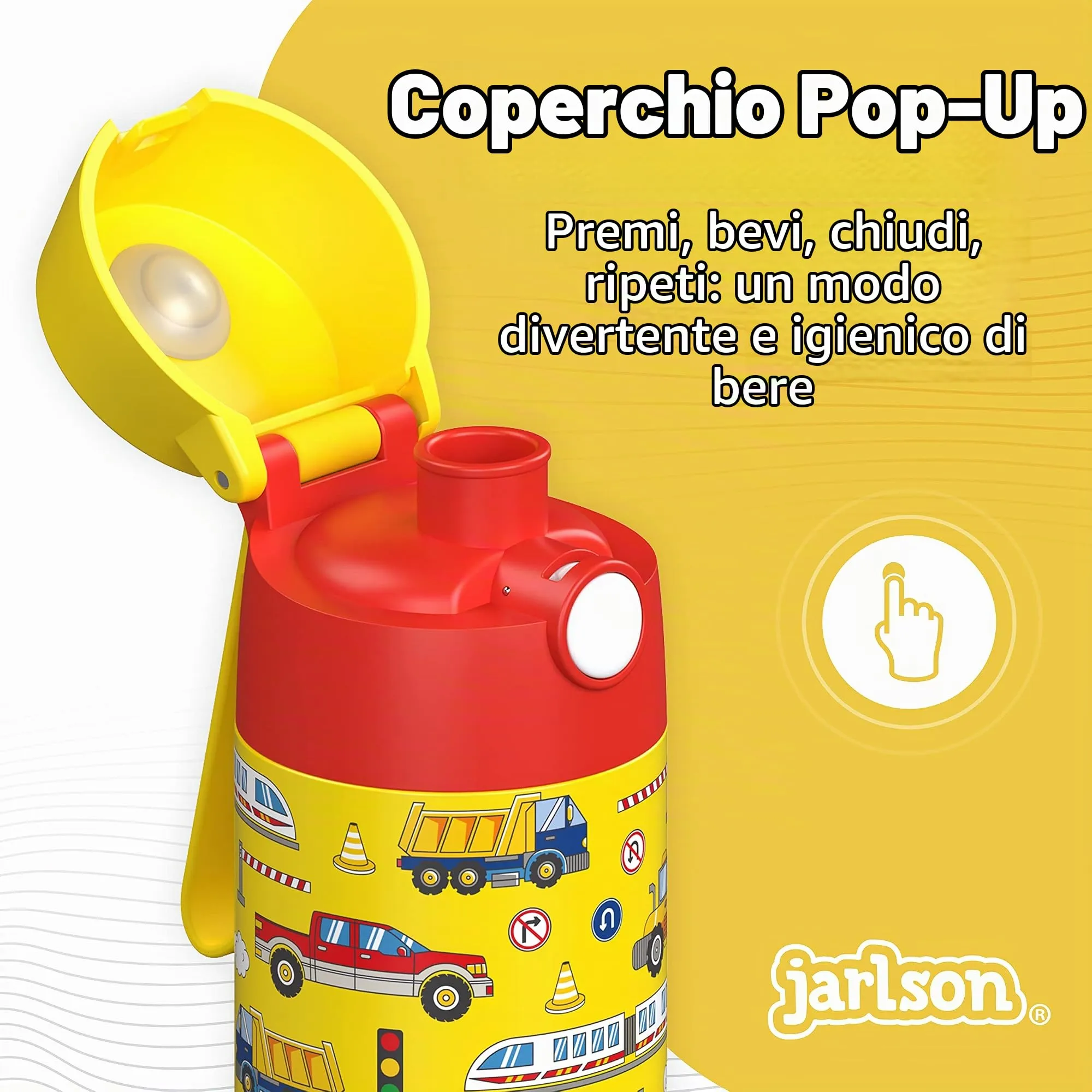 Jarlson Borraccia Termica Bambini Mali 350ml in Acciaio Inox - Veicoli - immagine 6