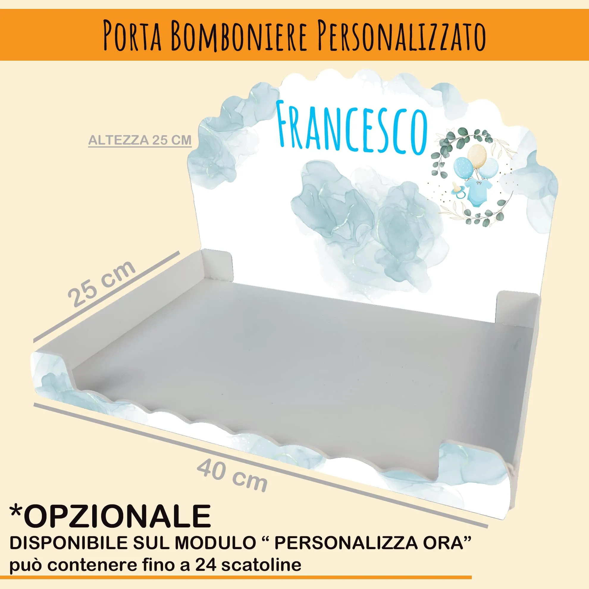 PV Grafik Scatoline Portaconfetti Nascita e Battesimo Personalizzate, 24+24 con Bigliettino e Nastrino (Tunna5) - immagine 4