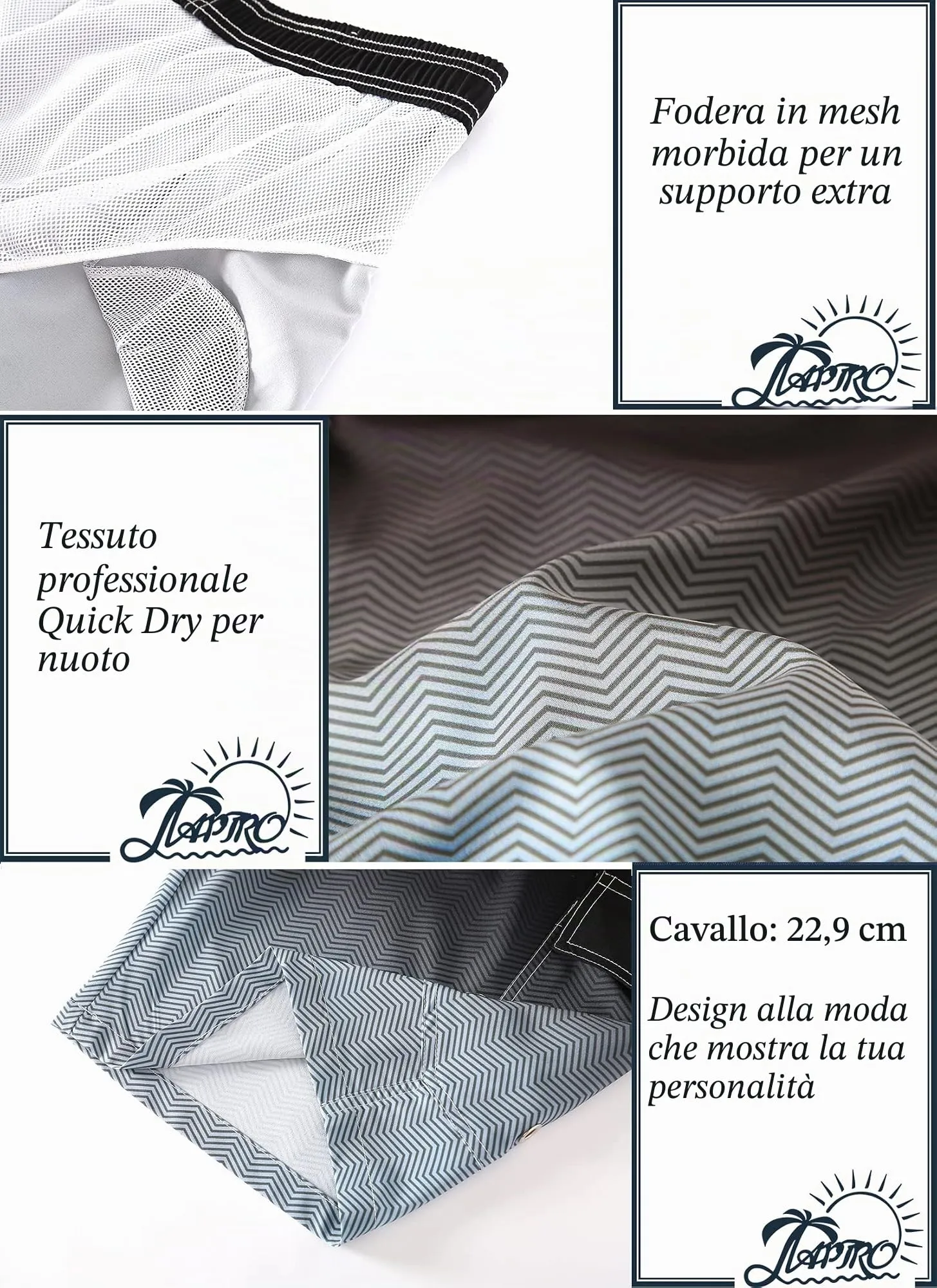 APTRO Pantaloncini da Bagno Uomo Stampa Hawaiana Nero S181 5XL - immagine 4