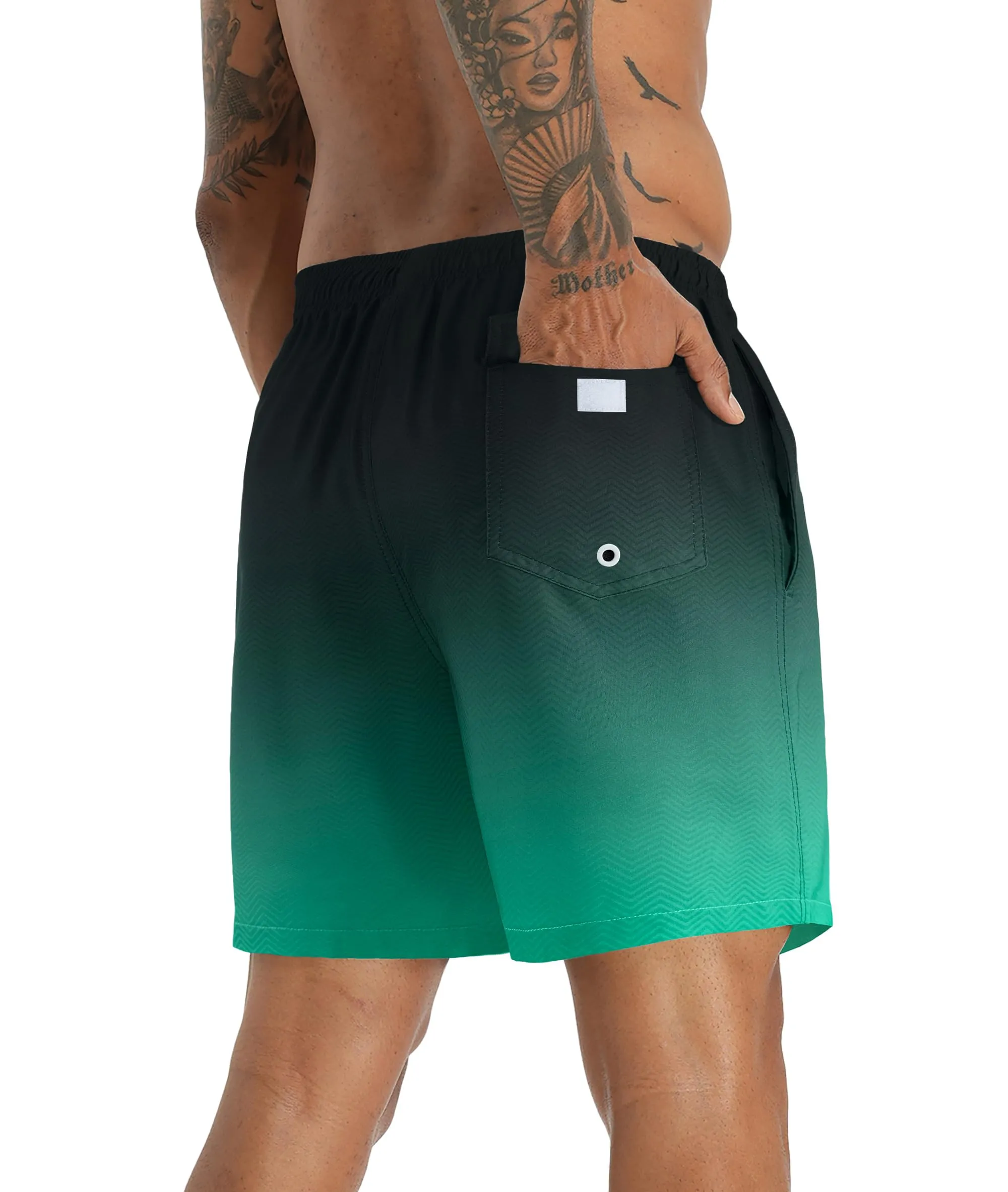 APTRO Pantaloncini da Bagno Uomo Stampa Hawaiana Asciugatura Rapida con Fodera in Rete Dissolvenza Verde MK183 M - immagine 3