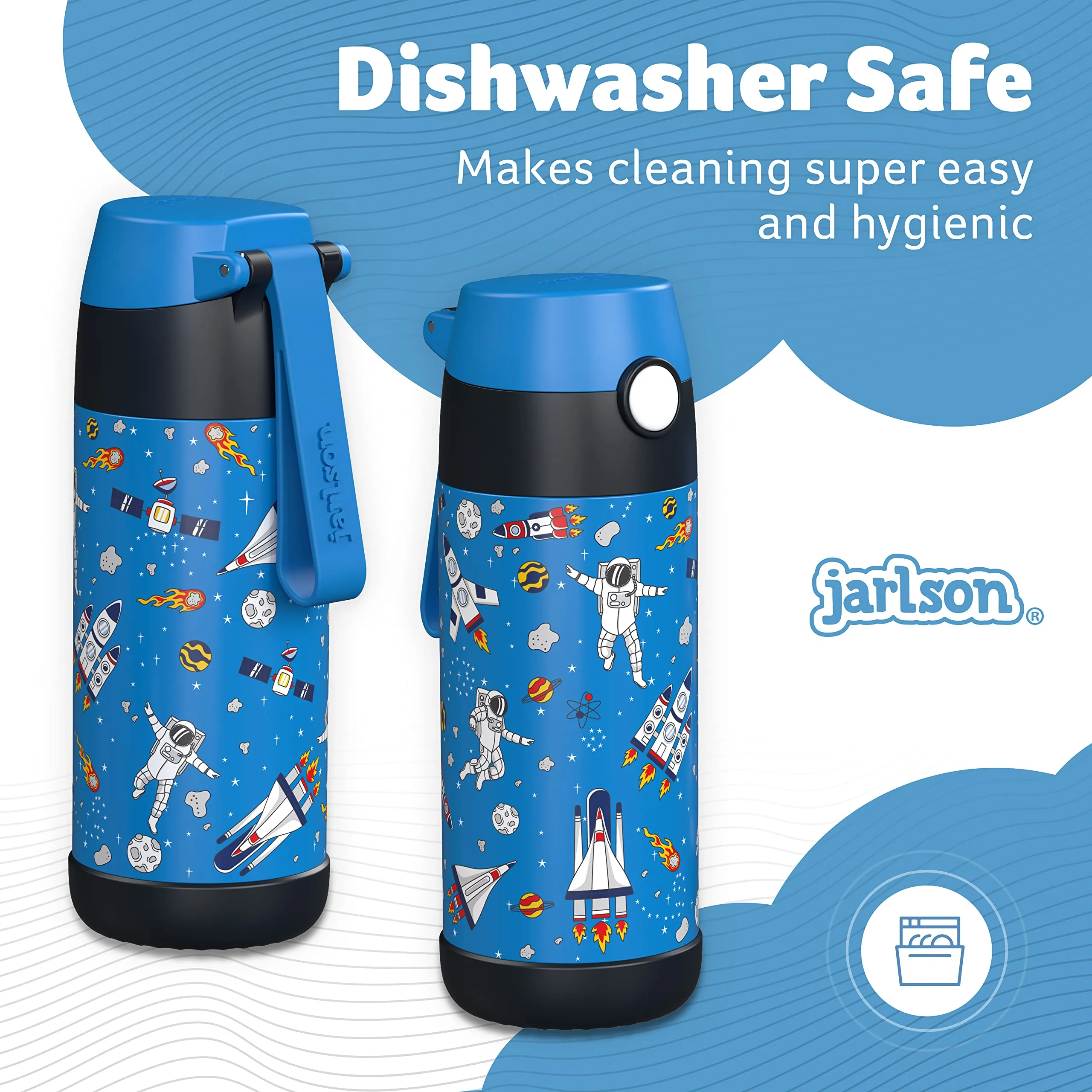 Jarlson Borraccia Termica Bambini Mali 350ml Acciaio Inox (Spazio) - immagine 4