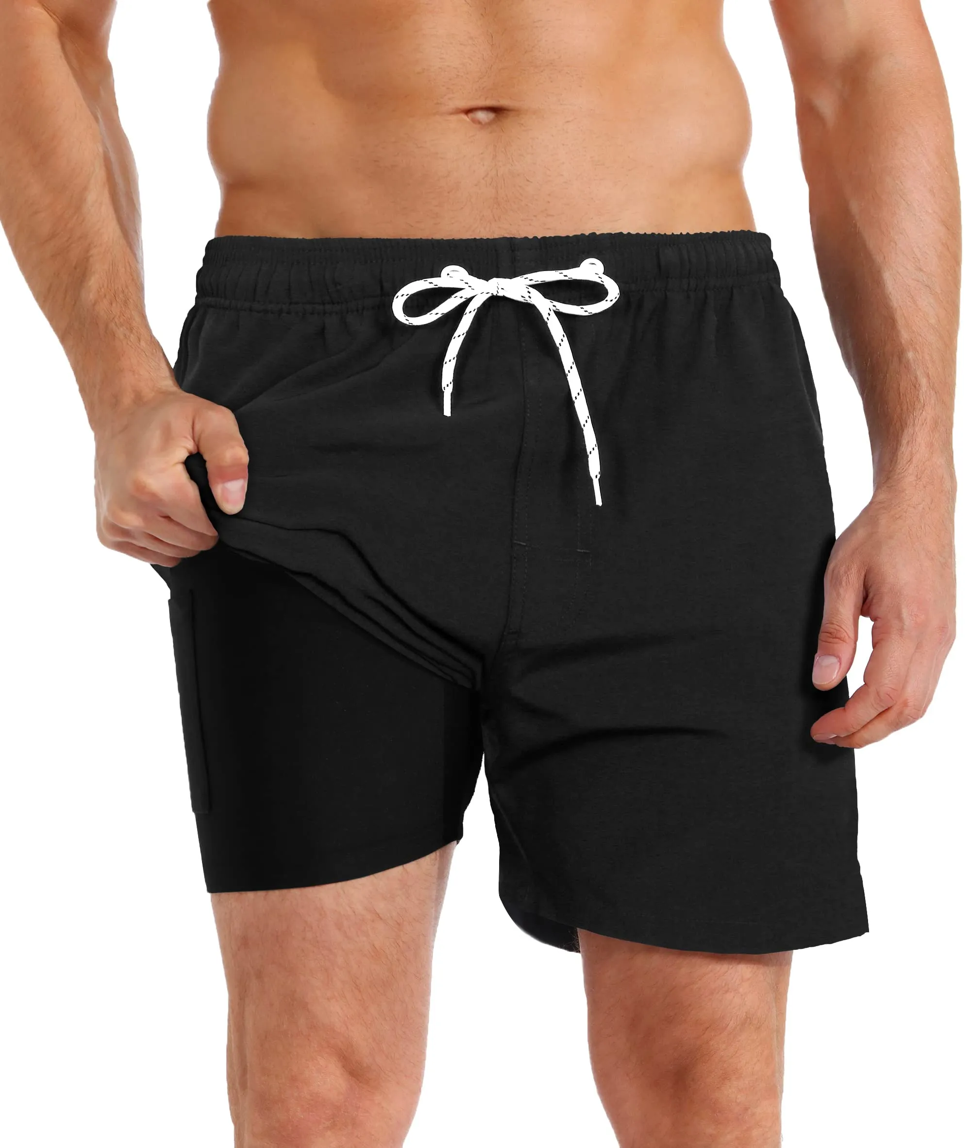 APTRO Pantaloncini da Bagno Uomo Asciugatura Rapida, Nero, L - immagine 2