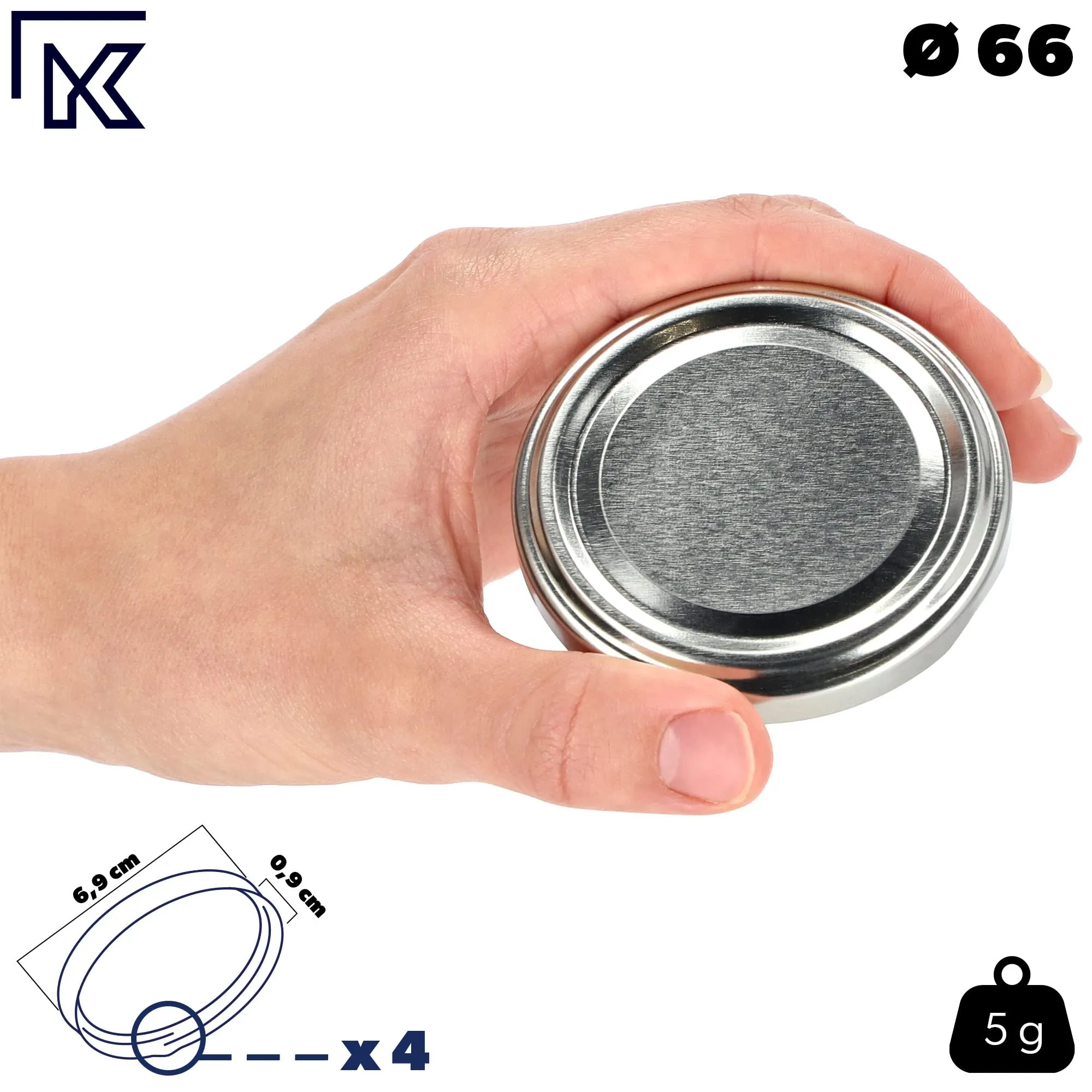 KADAX Set di 10 barattoli in vetro 200ml Ø66 Argento con tappo a vite ermetico - immagine 4