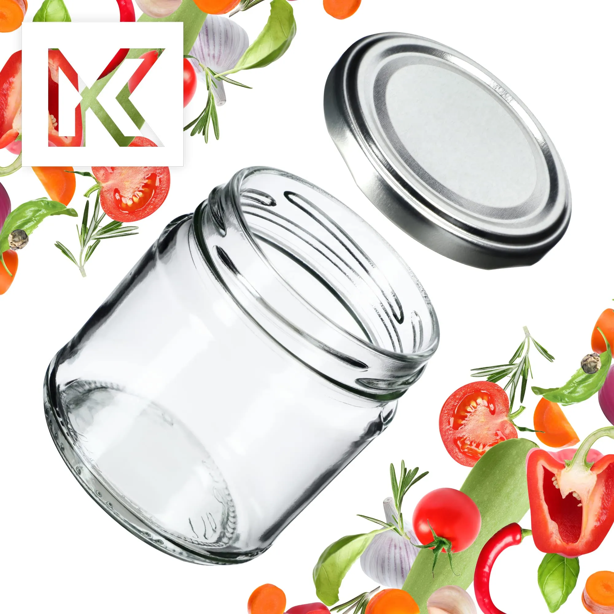 KADAX Set di 10 barattoli in vetro 200ml Ø66 Argento con tappo a vite ermetico - immagine 7