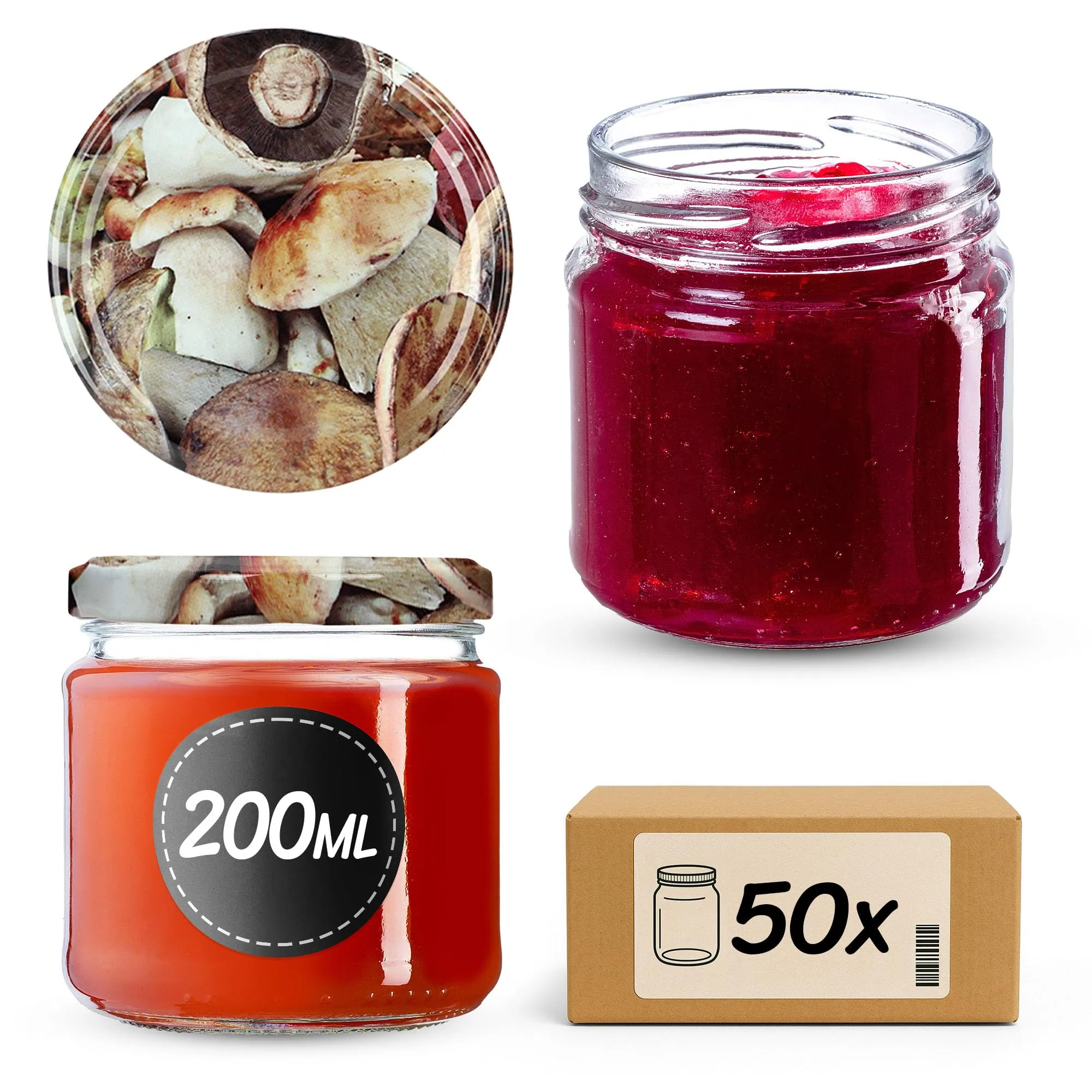 KADAX Set di 50 barattoli in vetro 200ml Ø66 con tappo a vite ermetico - immagine 1