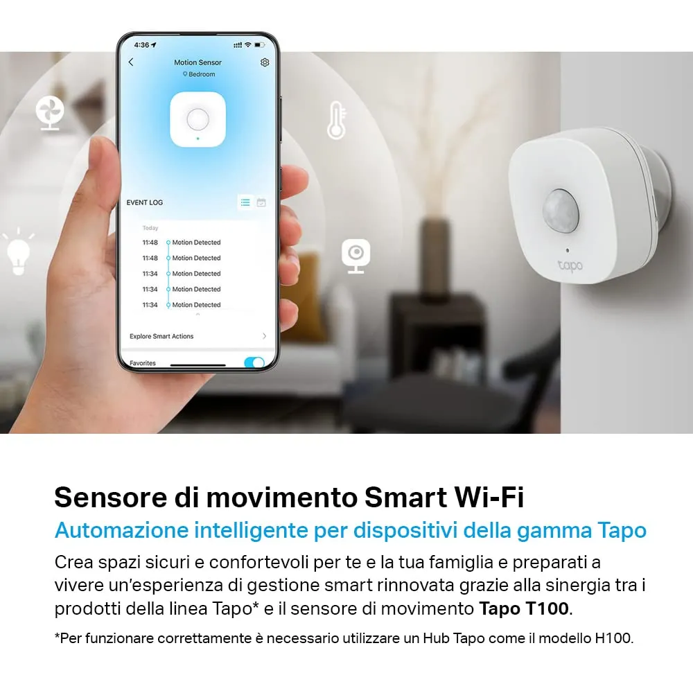 Tapo T100 Sensore di Movimento Smart 120° 7m - immagine 2