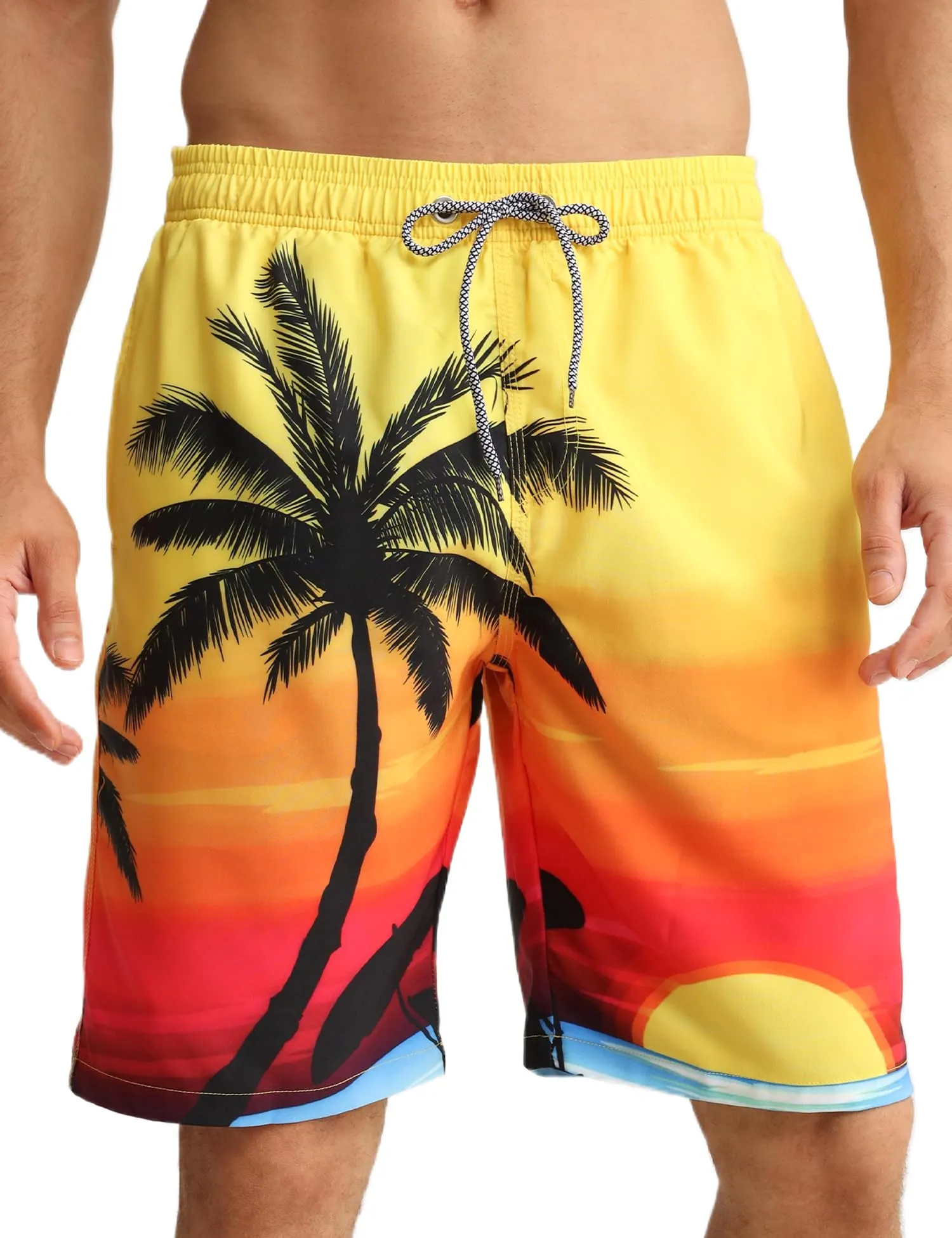 APTRO Pantaloncini da Bagno Uomo Stampa Hawaiana Giallo S12 M - immagine 1