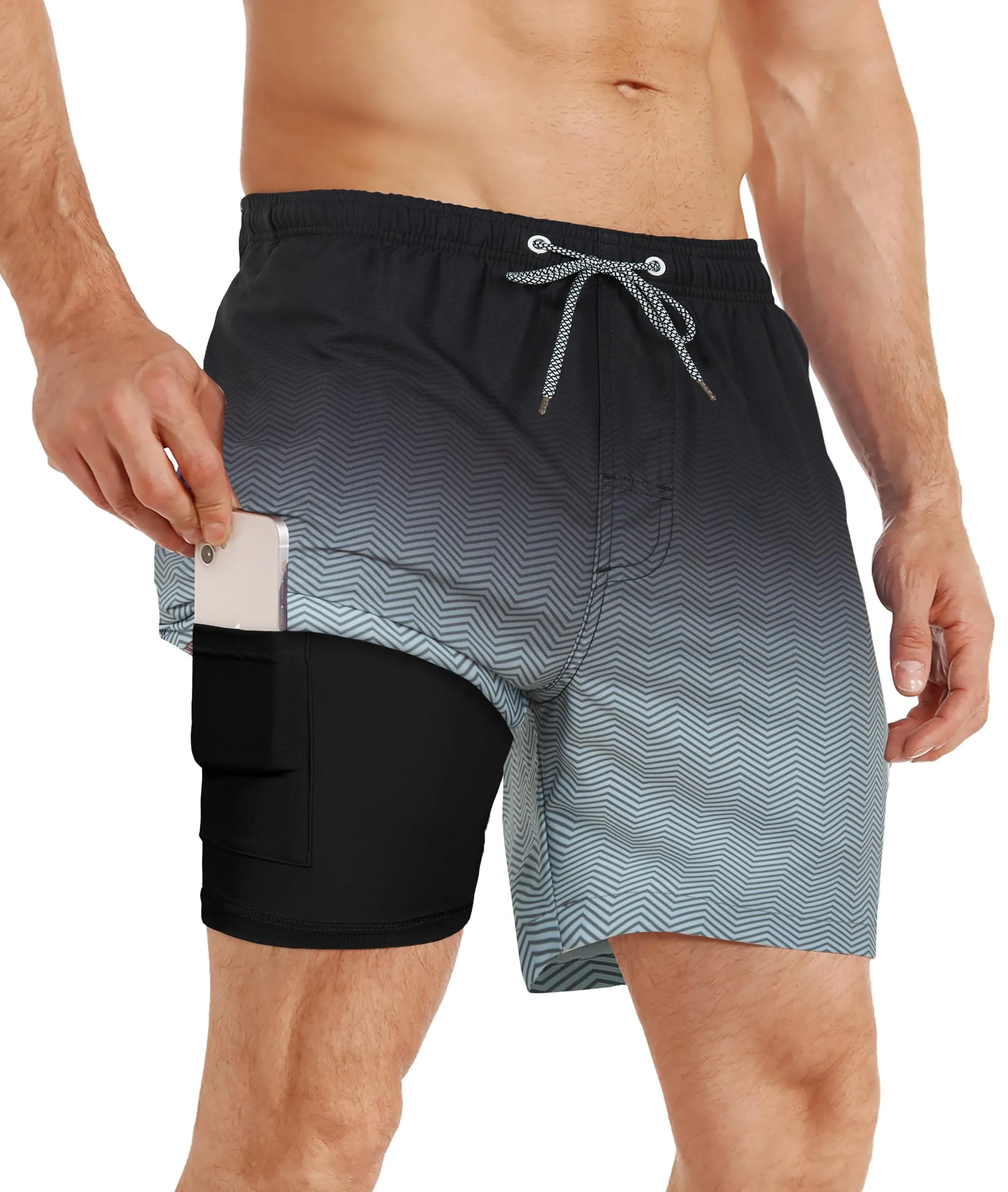 APTRO Pantaloncini da Bagno Uomo Stampa Hawaiana Dissolvenza Nera MK173 XL - immagine 1