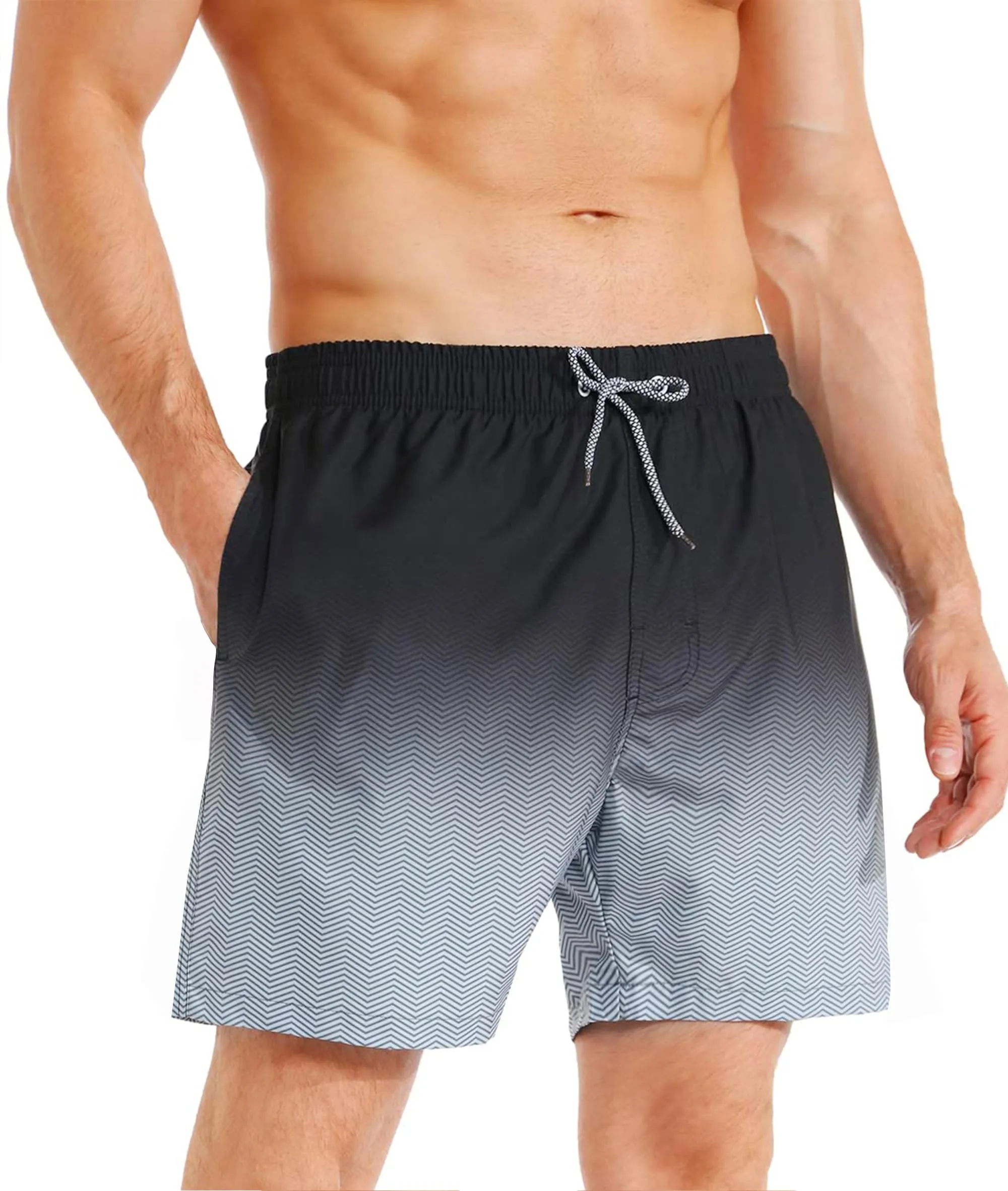 APTRO Pantaloncini da Bagno Uomo Stampa Hawaiana Dissolvenza Nera MK173 XL - immagine 2