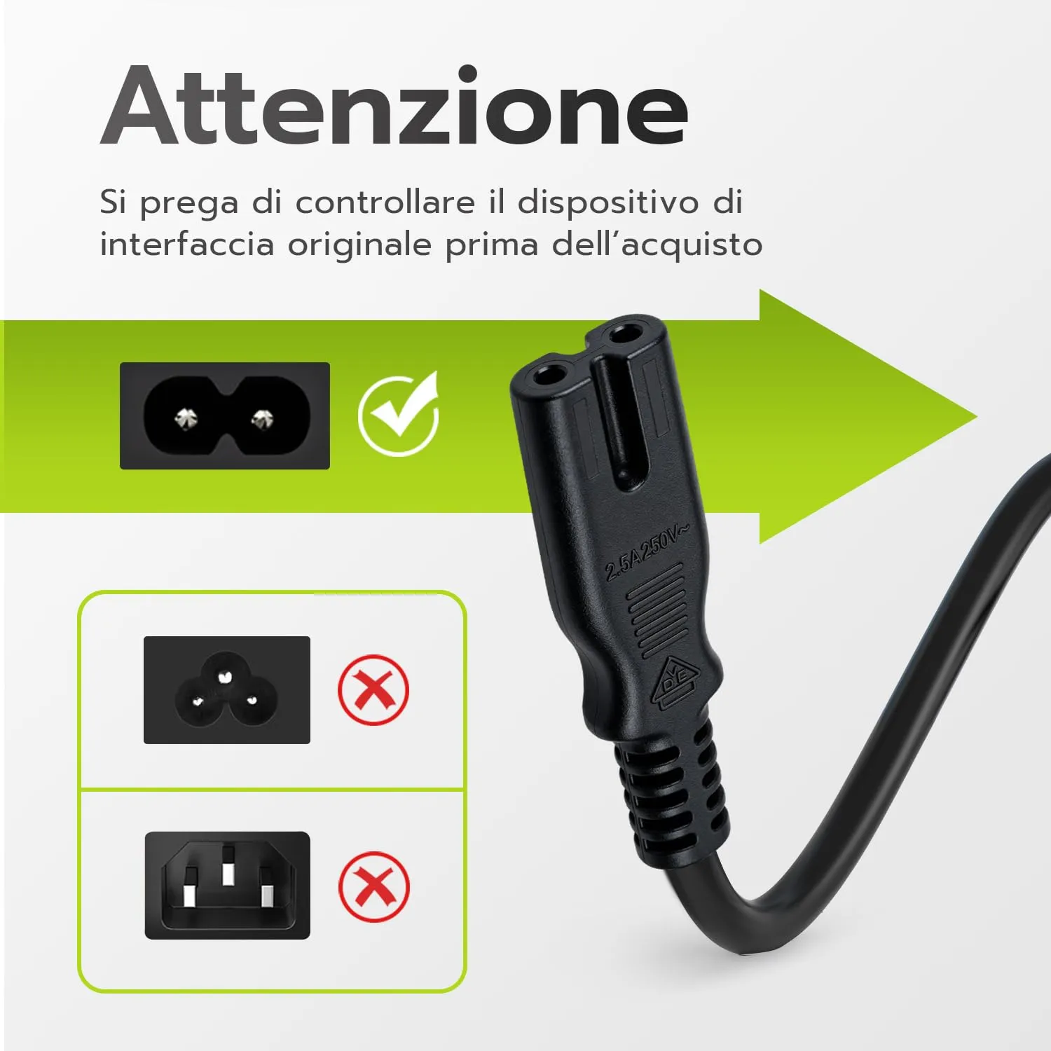 Tolesum 3M IEC 320 C7 Power Cable, 2 Pin Euro Plug for TV, PS5, PS4, PS3, Xbox Series X/S - Black - immagine 4
