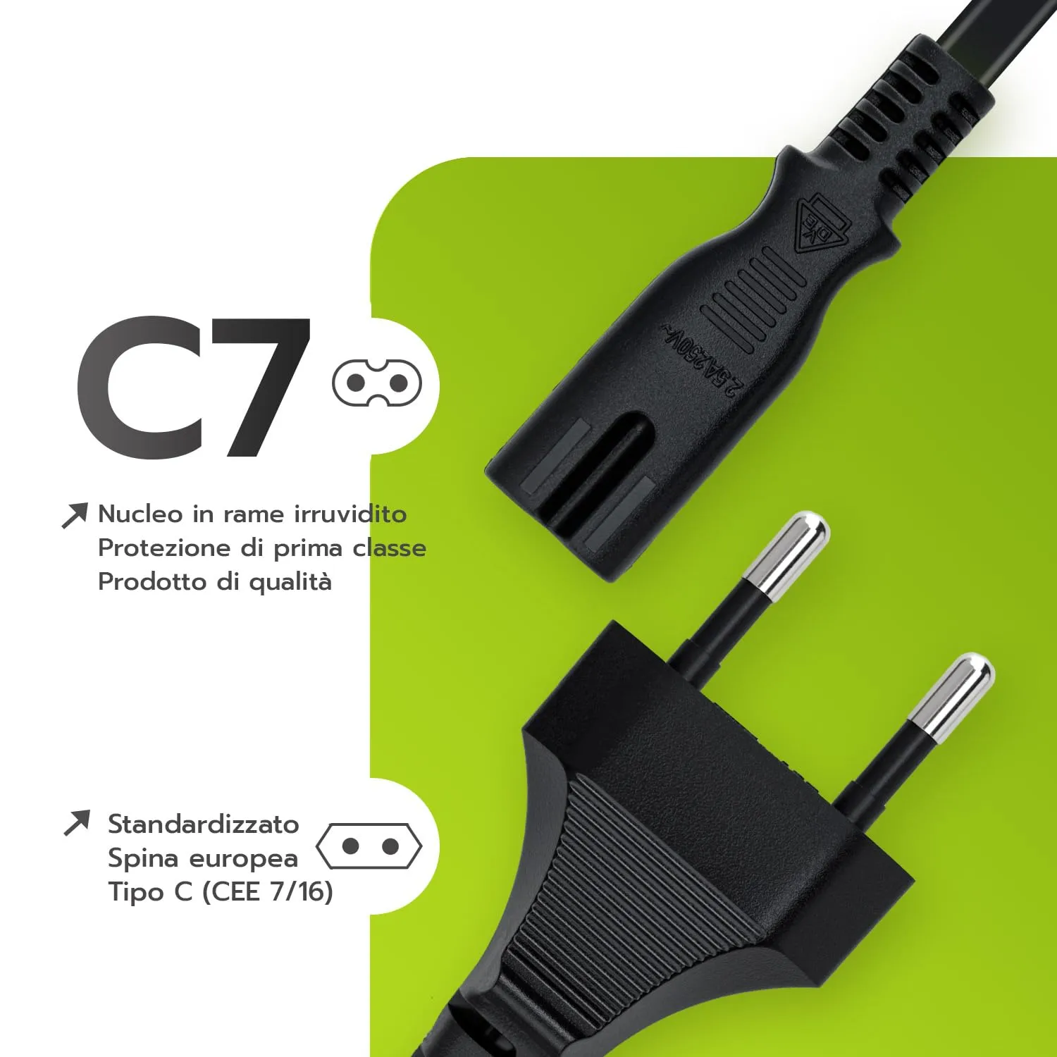Tolesum 3M IEC 320 C7 Power Cable, 2 Pin Euro Plug for TV, PS5, PS4, PS3, Xbox Series X/S - Black - immagine 5