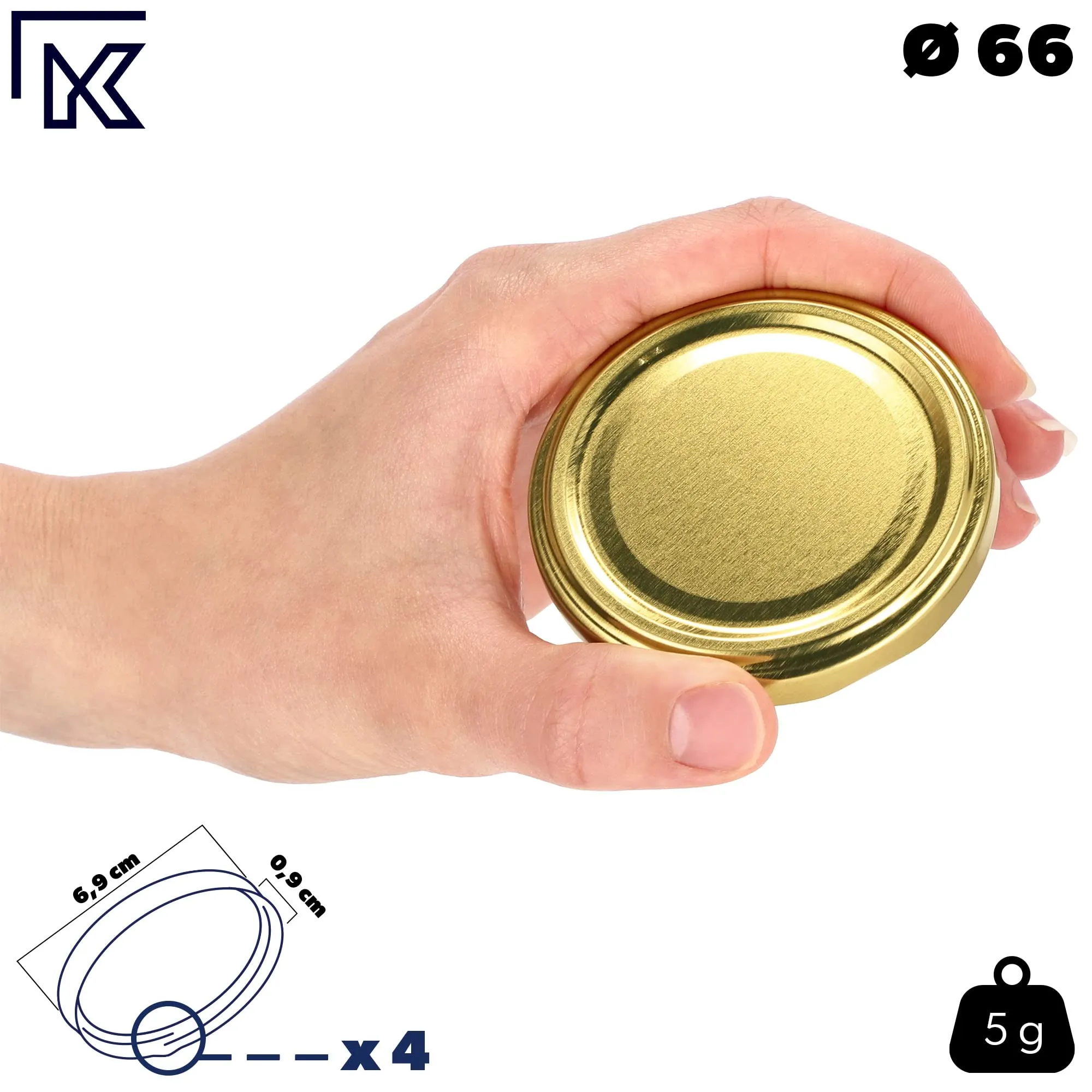 KADAX Barattoli di vetro ermetici 200 ml, 20 pezzi, Oro - immagine 4