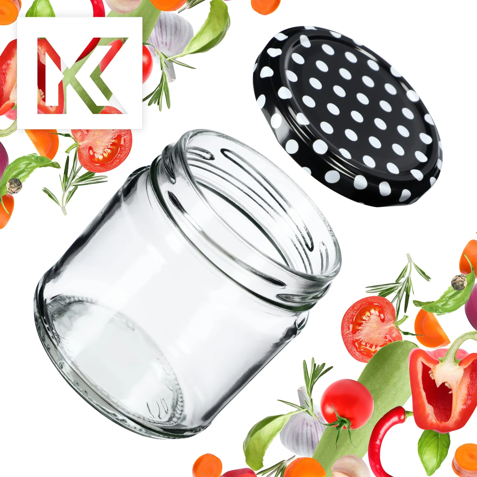 KADAX Set di 20 barattoli in vetro 200ml Ø66 con tappo a vite ermetico - immagine 7