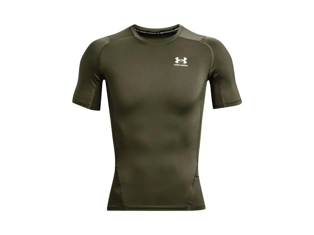 Under Armour HeatGear Compression Short Sleeve T-Shirt for Men - Marine Green/White - L Tall - immagine 4