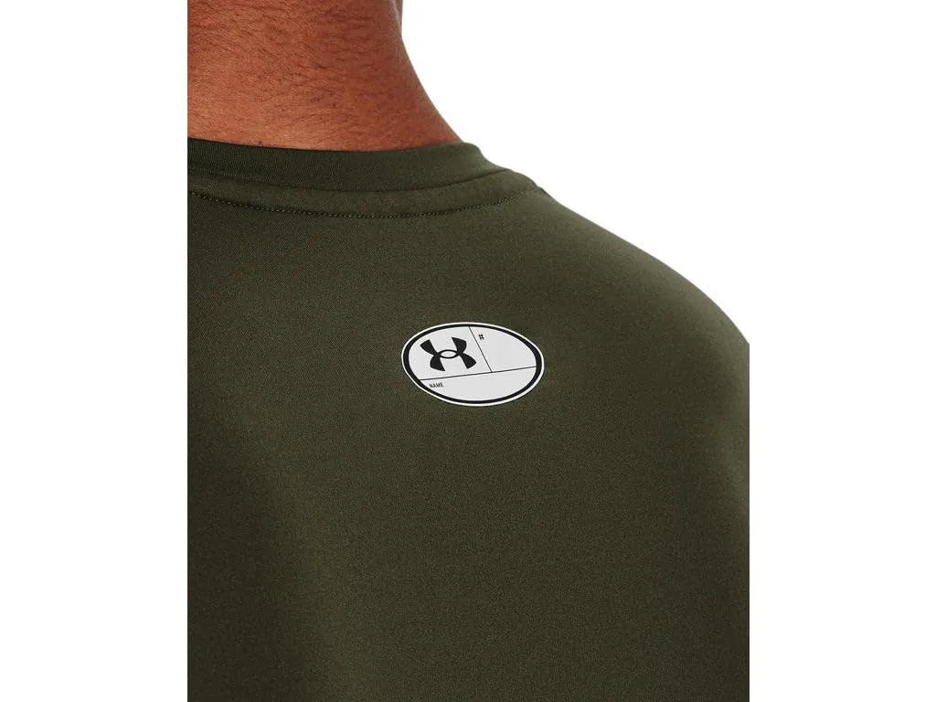 Under Armour HeatGear Compression Short Sleeve T-Shirt for Men - Marine Green/White - L Tall - immagine 6