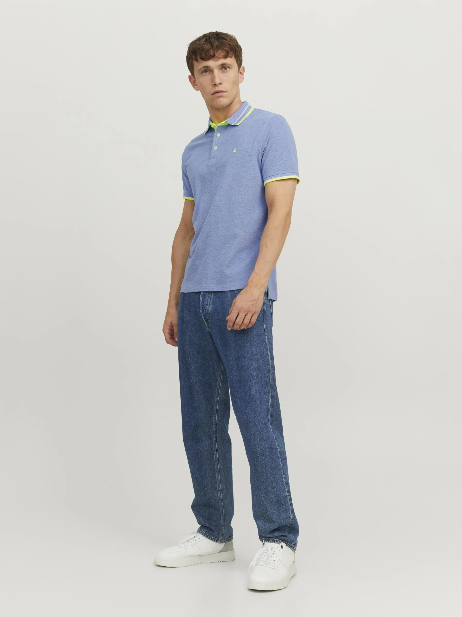Jack & Jones Jjepaulos Polo SS Noos Maglietta, Blu - Verde Chiaro, S Uomo - immagine 4