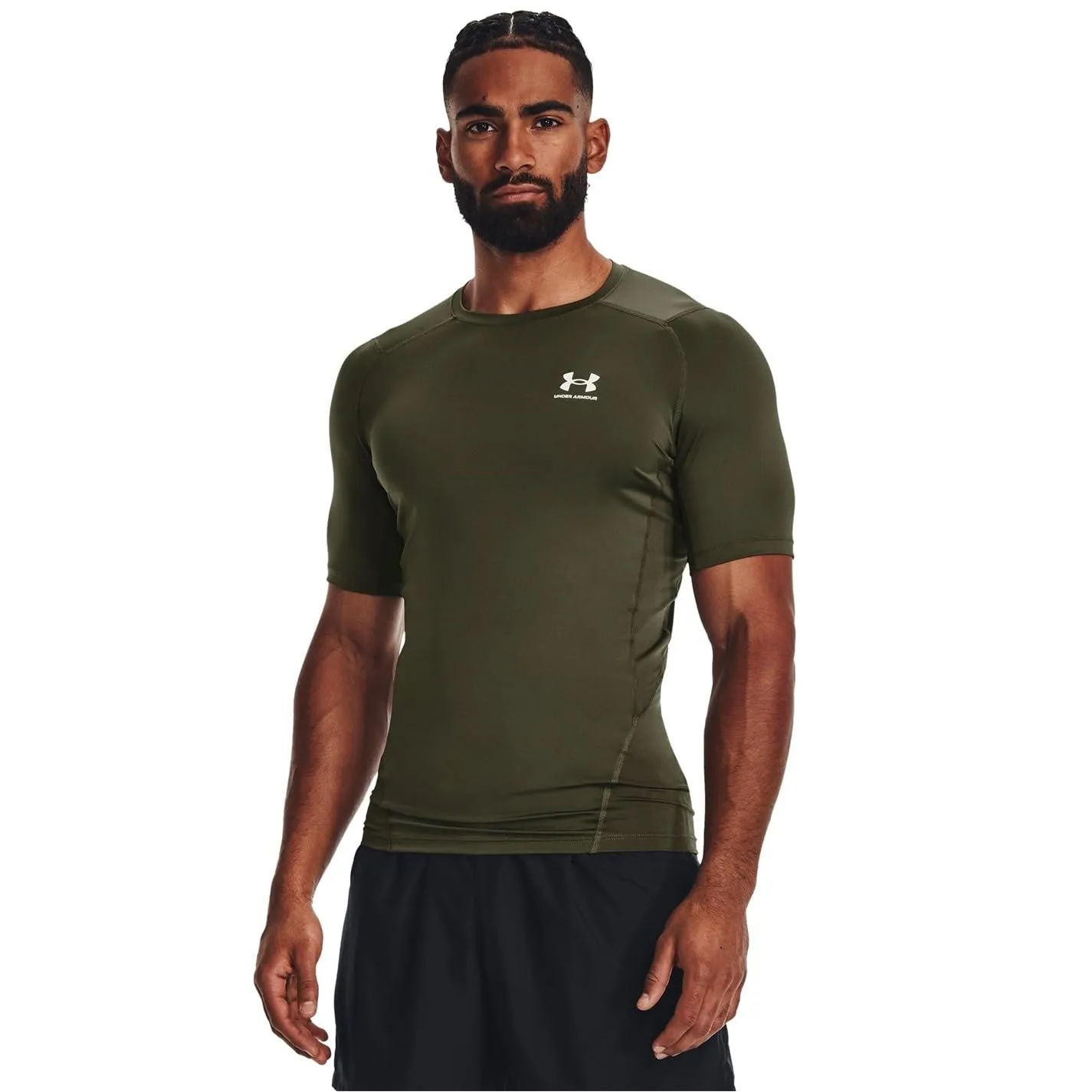 Under Armour Men's HeatGear Armour Short Sleeve T-Shirt - Verde Marino Od/Bianco - 4XL - immagine 2