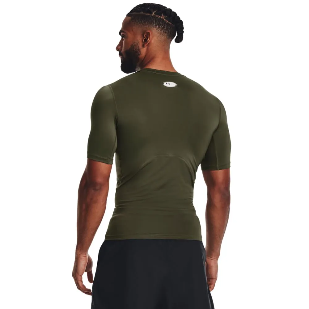 Under Armour Men's Heatgear Compression Shirt - Marine Od Green/White, L - immagine 2