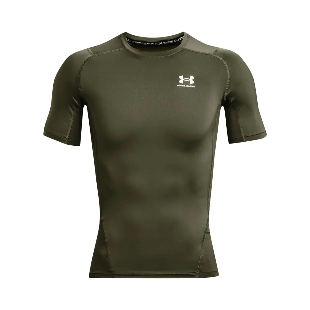 Under Armour Men's Heatgear Compression Shirt - Marine Od Green/White, L - immagine 5