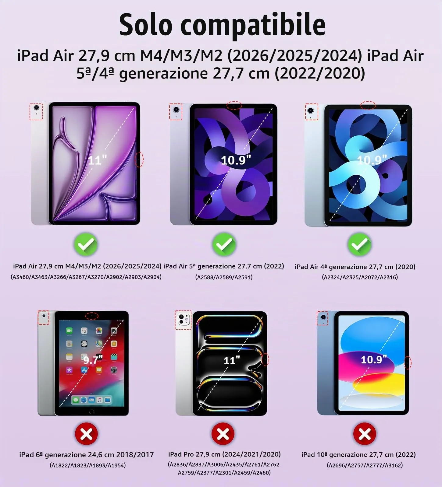 TiMOVO Cover per iPad Air 11" M4/M3/M2, Air 5a/4a Gen 10.9", Viola Floreale - immagine 2