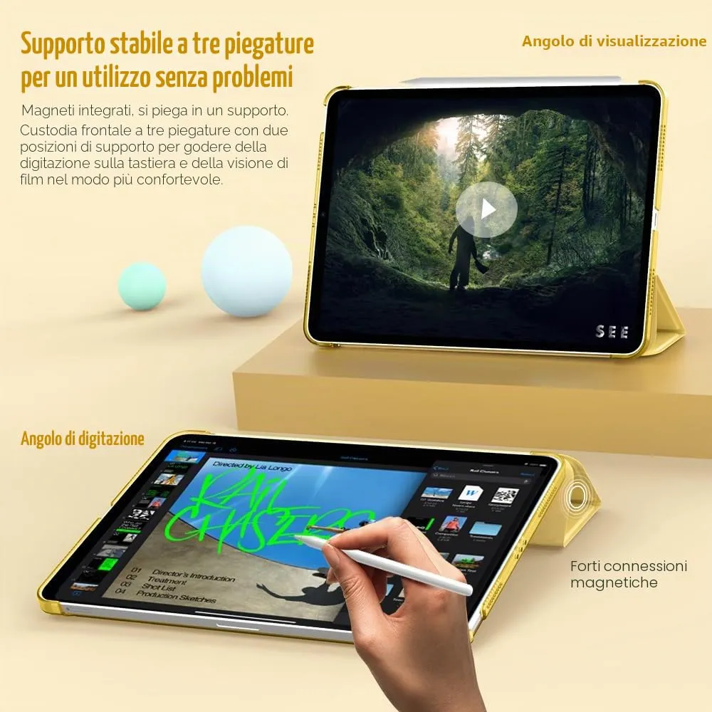 TiMOVO Cover per iPad Air 11" M4/M3/M2, Air 5a/4a Gen 10.9", Giallo Chiaro - immagine 6