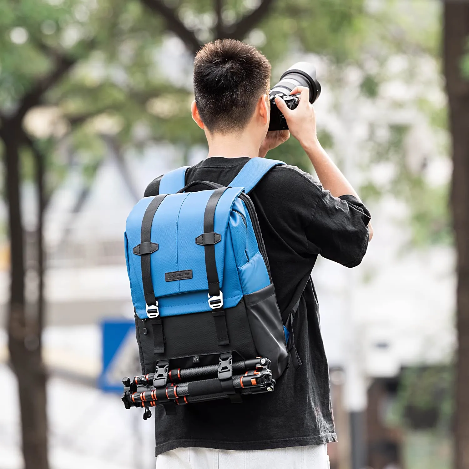 K&F Concept Zaino Fotografico Professionale Impermeabile Antifurto 20L Blu - immagine 2