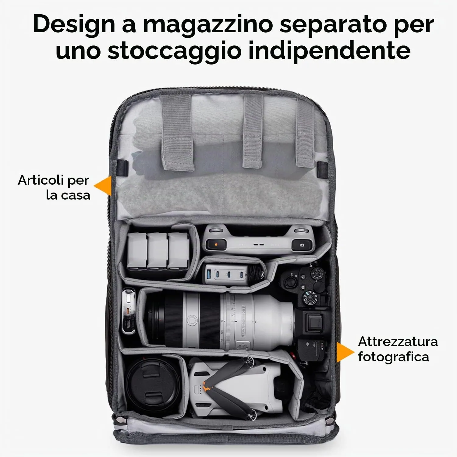 K&F Concept Zaino Fotografico Professionale Impermeabile Antifurto 20L Blu - immagine 3