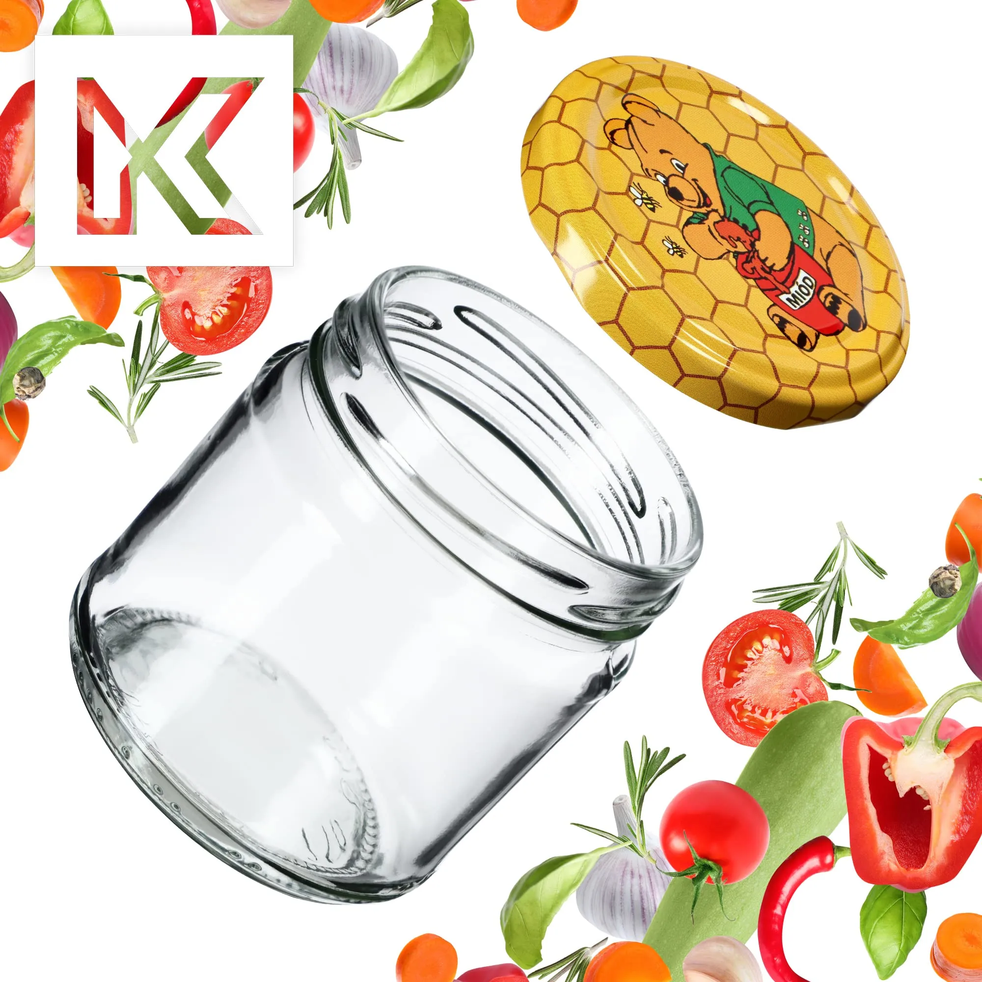 KADAX Set di 10 barattoli in vetro 200ml Ø66 Miele con tappo a vite ermetico - immagine 6