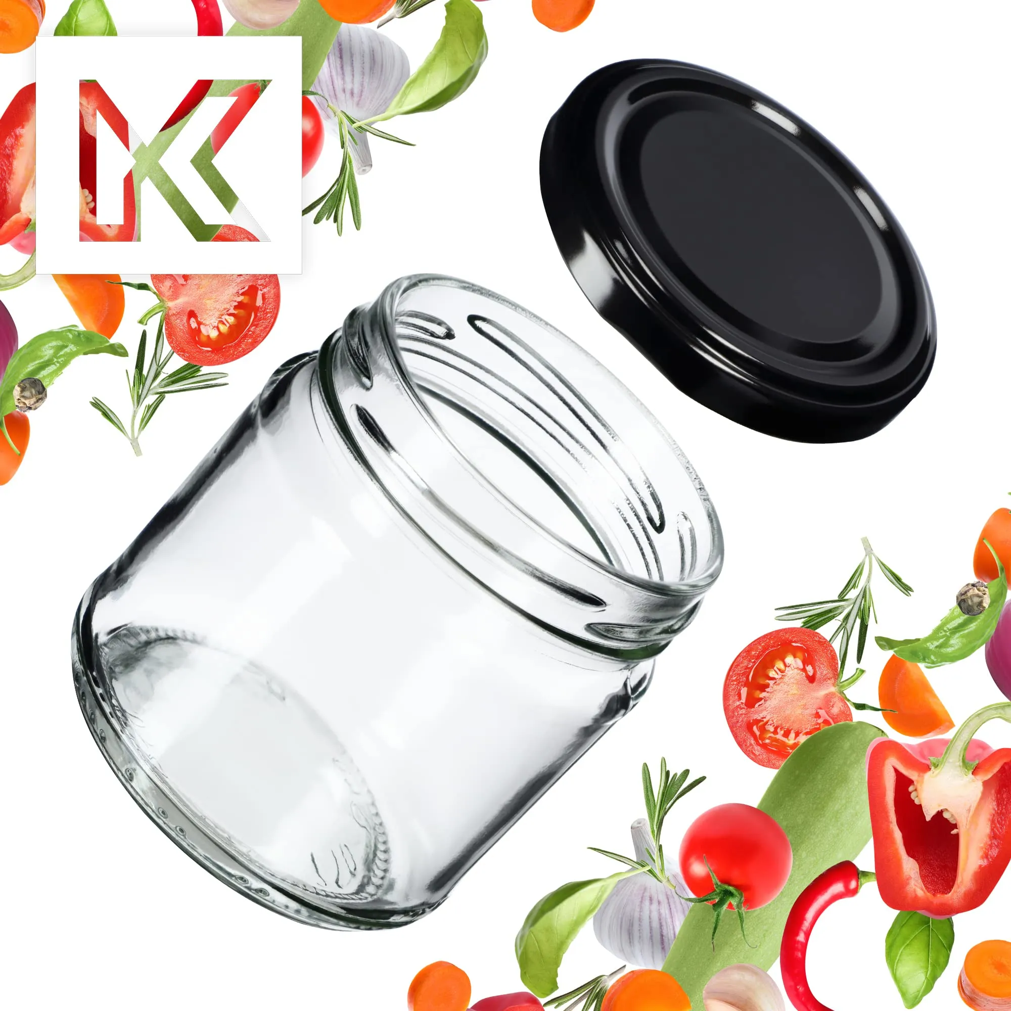 KADAX Set di 50 barattoli in vetro 200ml Ø66 con tappo a vite ermetico - immagine 7