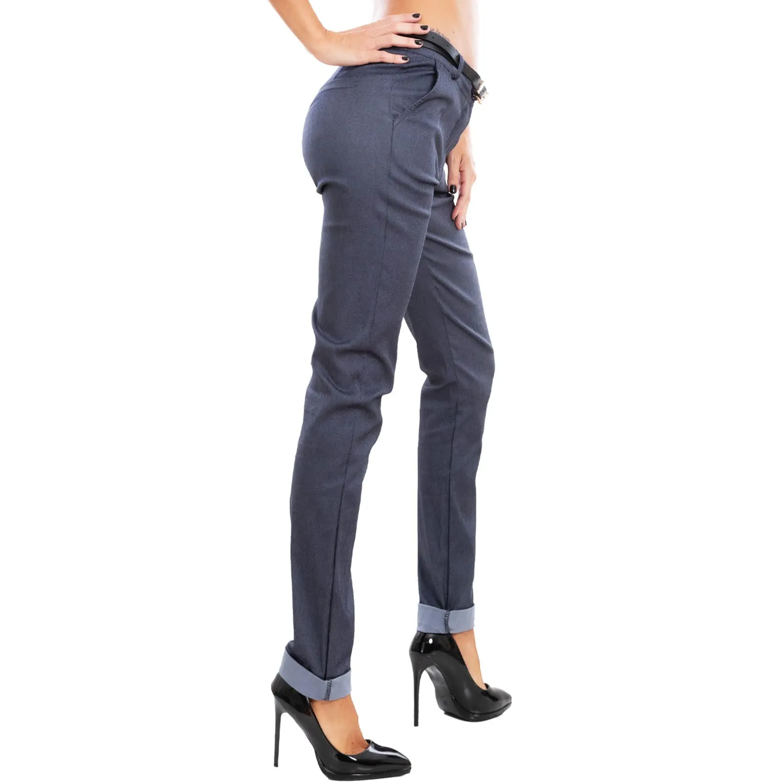 Toocool Pantaloni Donna Classici Eleganti con Cintura AS-28251, L, Jeans - immagine 3