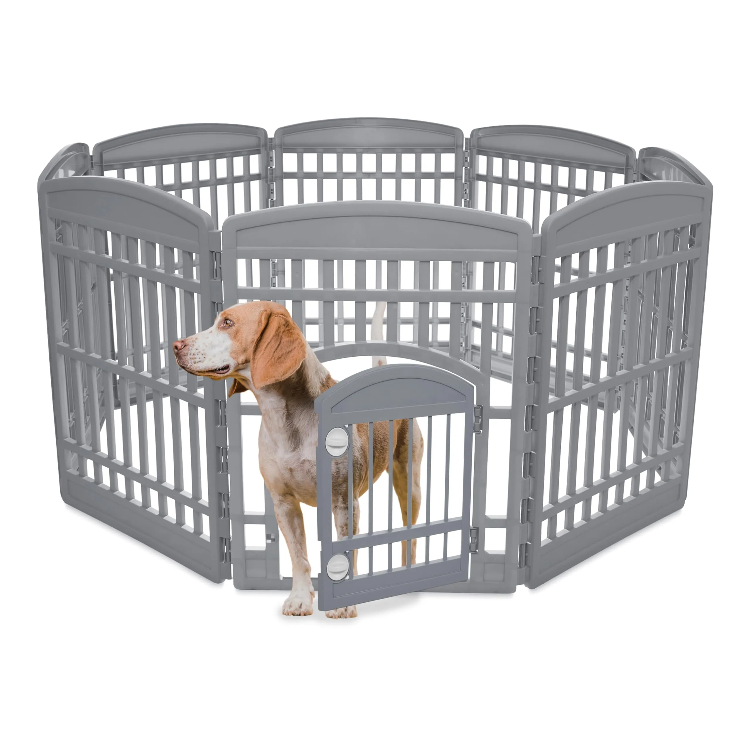 Iris Ohyama Recinto per Cani e Animali Domestici CI-908E, 8 Pannelli, Grigio - immagine 1