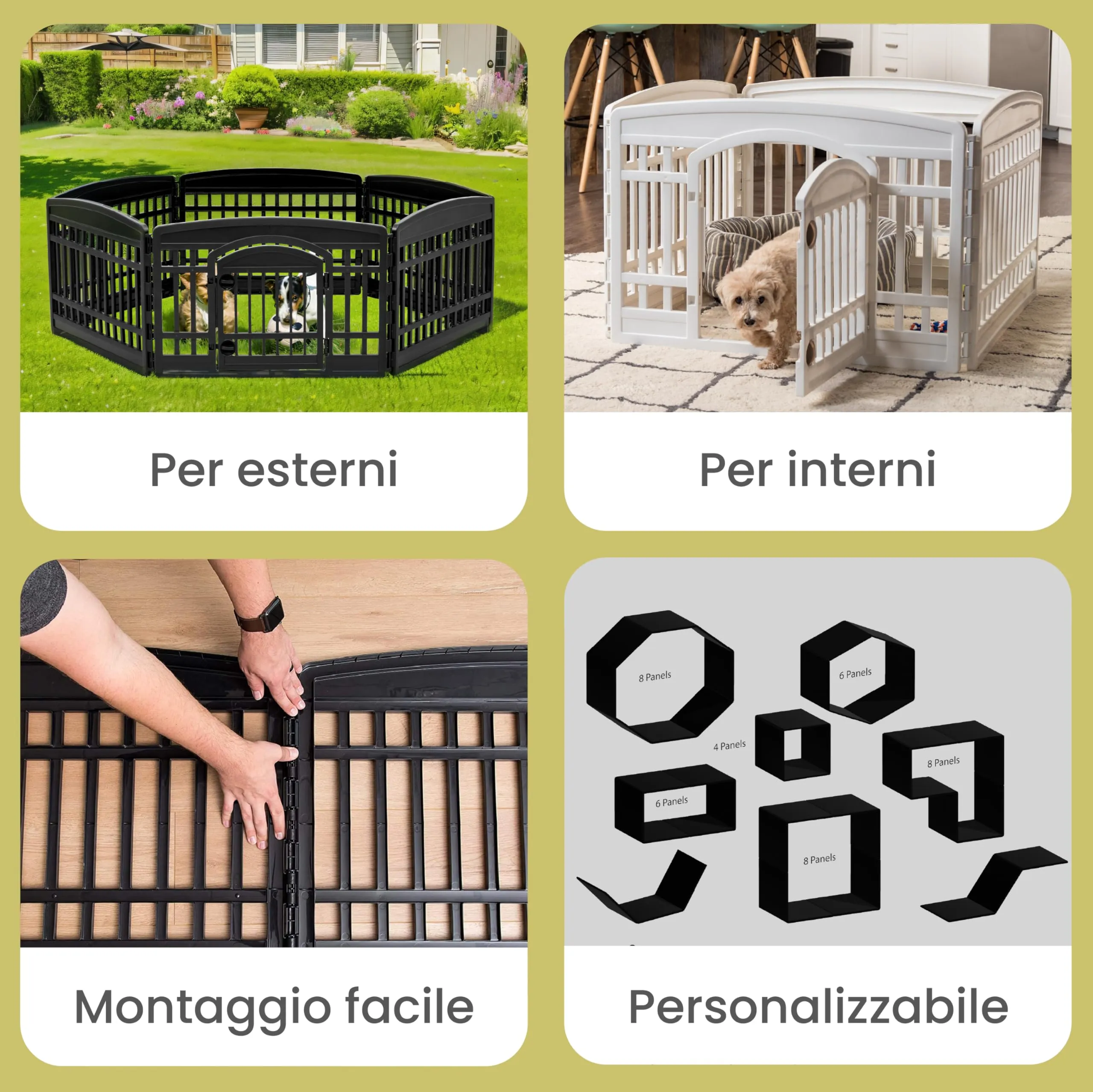 Iris Ohyama Recinto per Cani e Animali Domestici CI-908E, 8 Pannelli, Grigio - immagine 2