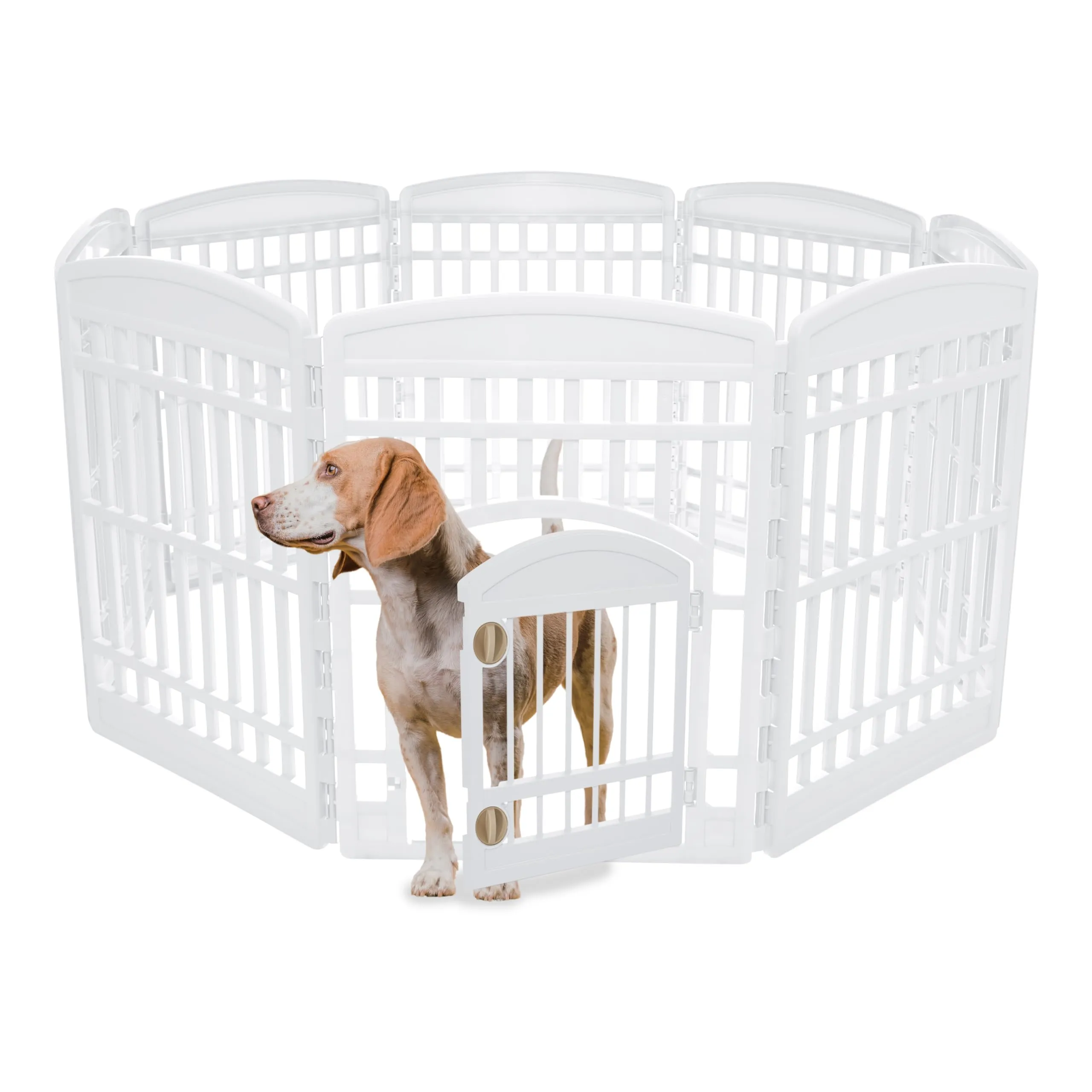 Iris Ohyama Recinto per Cani e Gatti in Plastica, 8 Pannelli, Bianco, CI-908E - immagine 1
