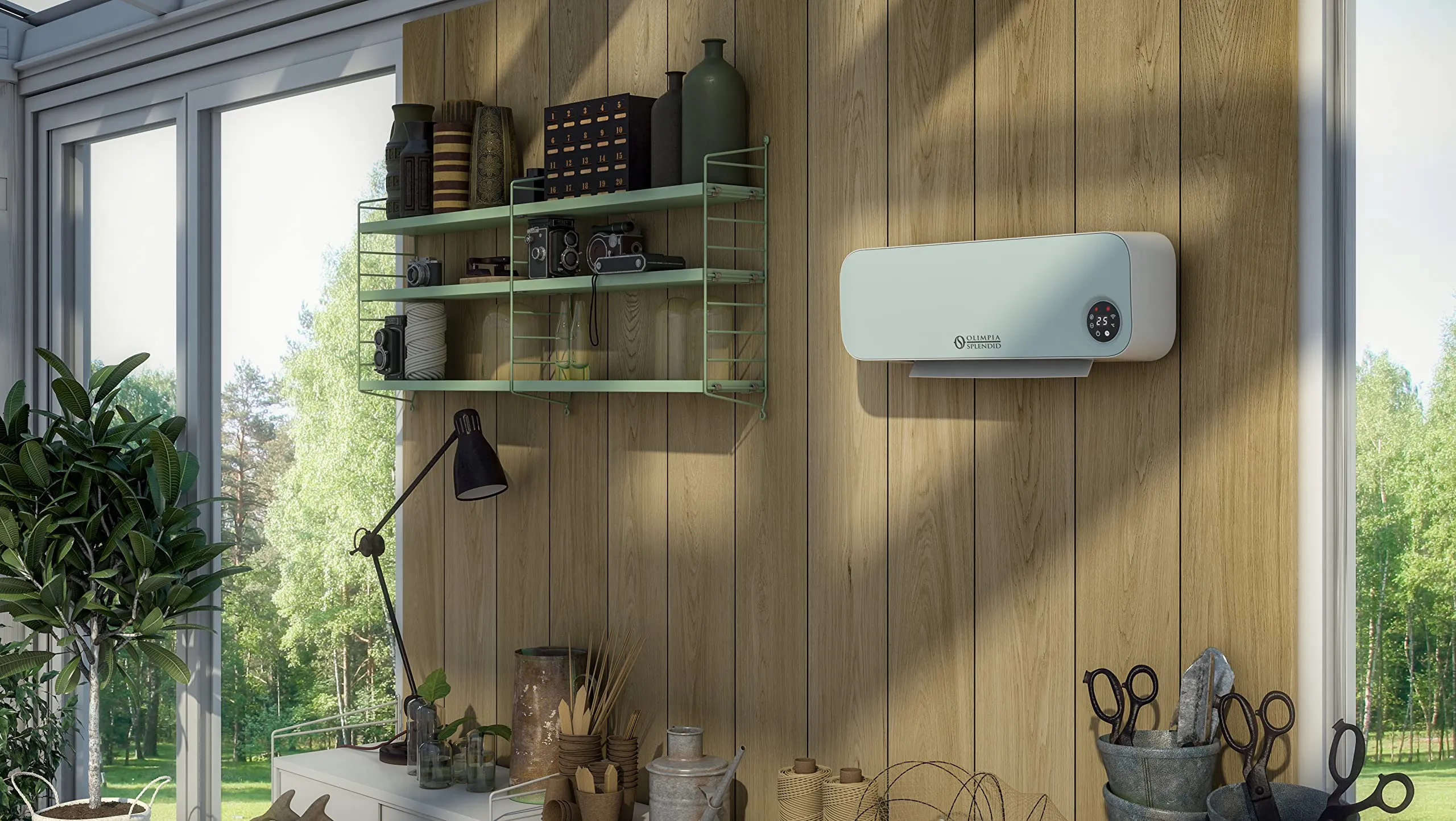 Olimpia Splendid 99265 Caldo Sky G WiFi Termoventilatore Ceramico a Parete 2000W, Verde - immagine 3