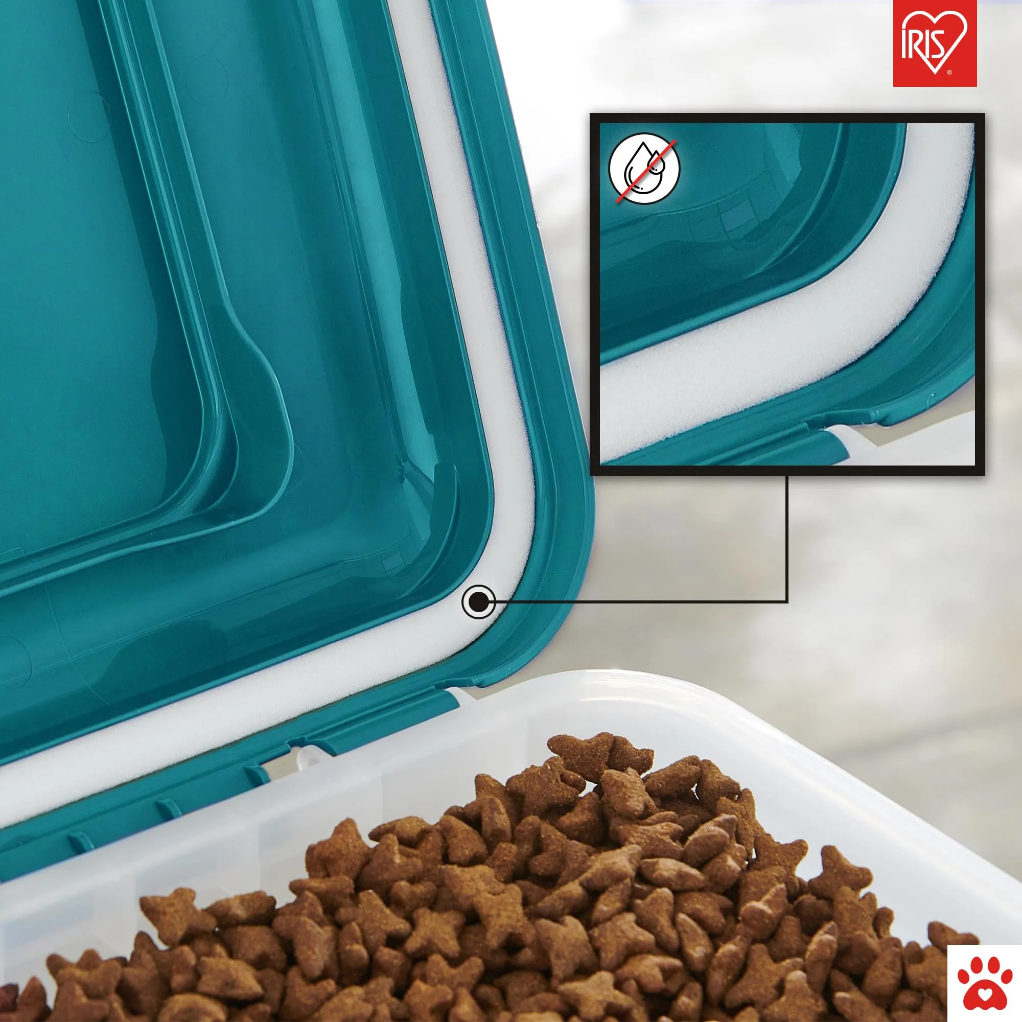 Iris Ohyama Contenitore Ermetico per Crocchette 45L/15kg Blu con Ruote e Coperchio ATS-L - immagine 5